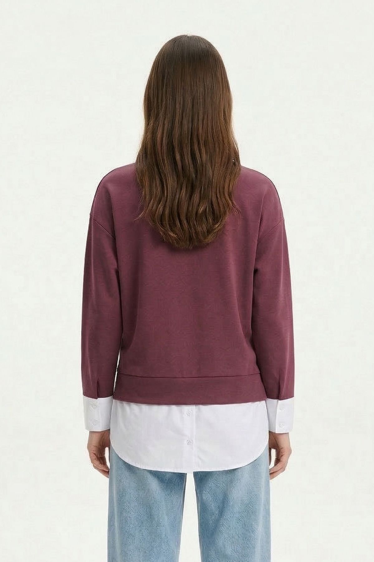 Bordo Bisiklet Yaka Garnili Bluz 8375 - 3