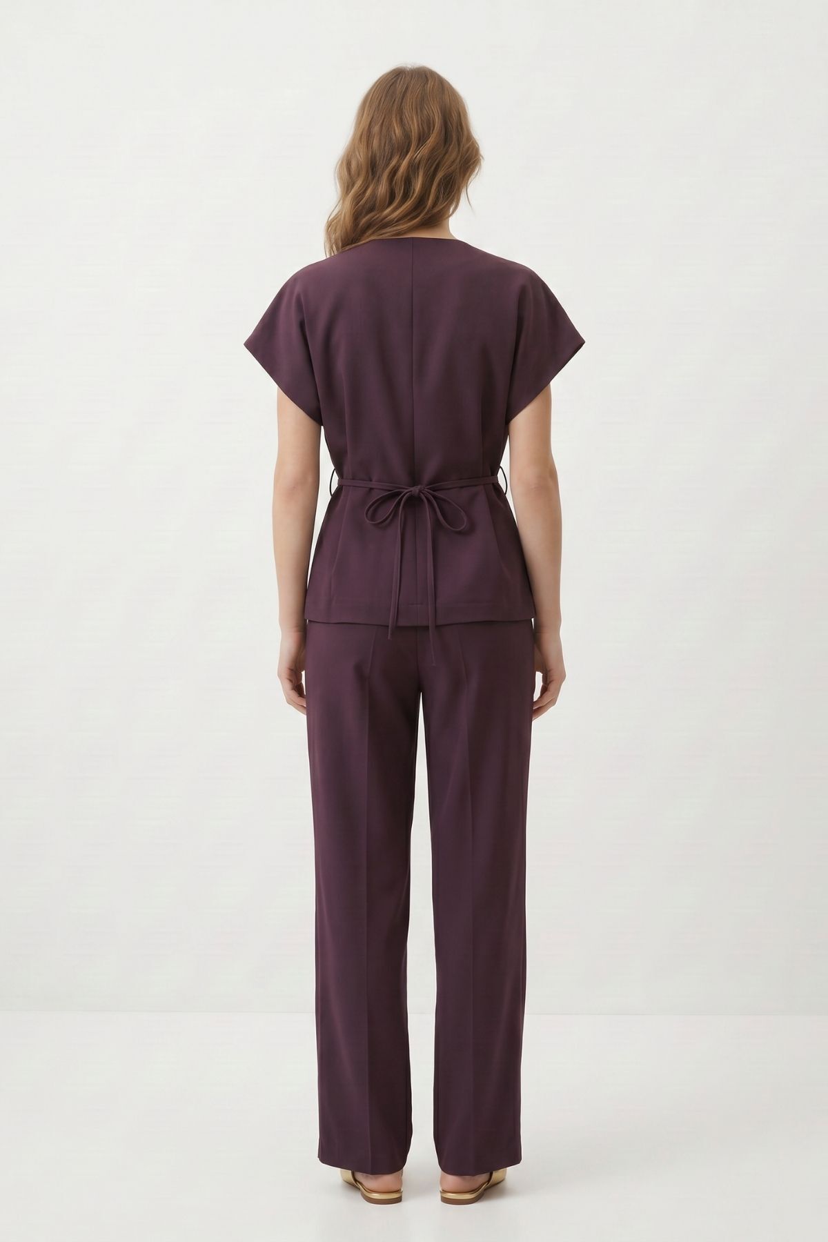 Broşlu Bağlamalı Yelek Pantolon Takım 5730 Bordo - RAYS