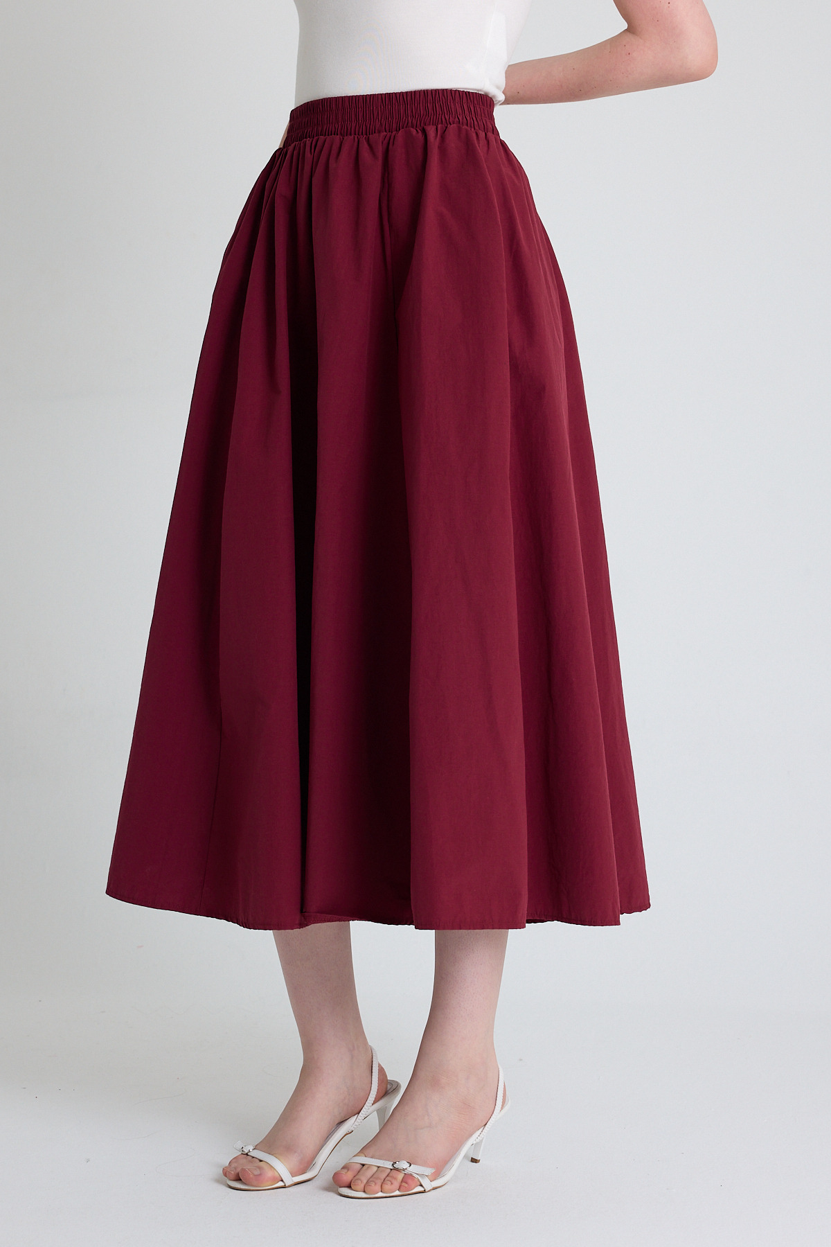 Bordo Cep Detay Mevlana Midi Etek 3950 - 2