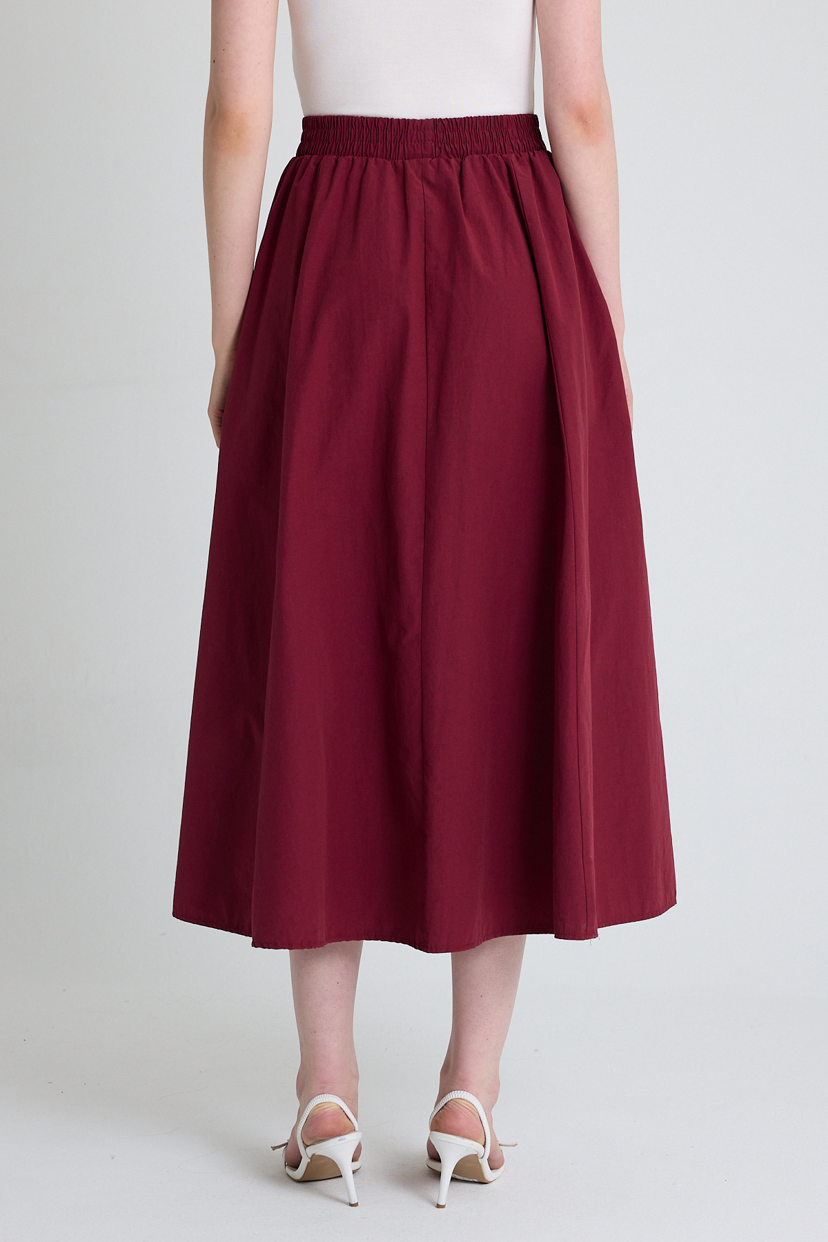 Bordo Cep Detay Mevlana Midi Etek 3950 - 5