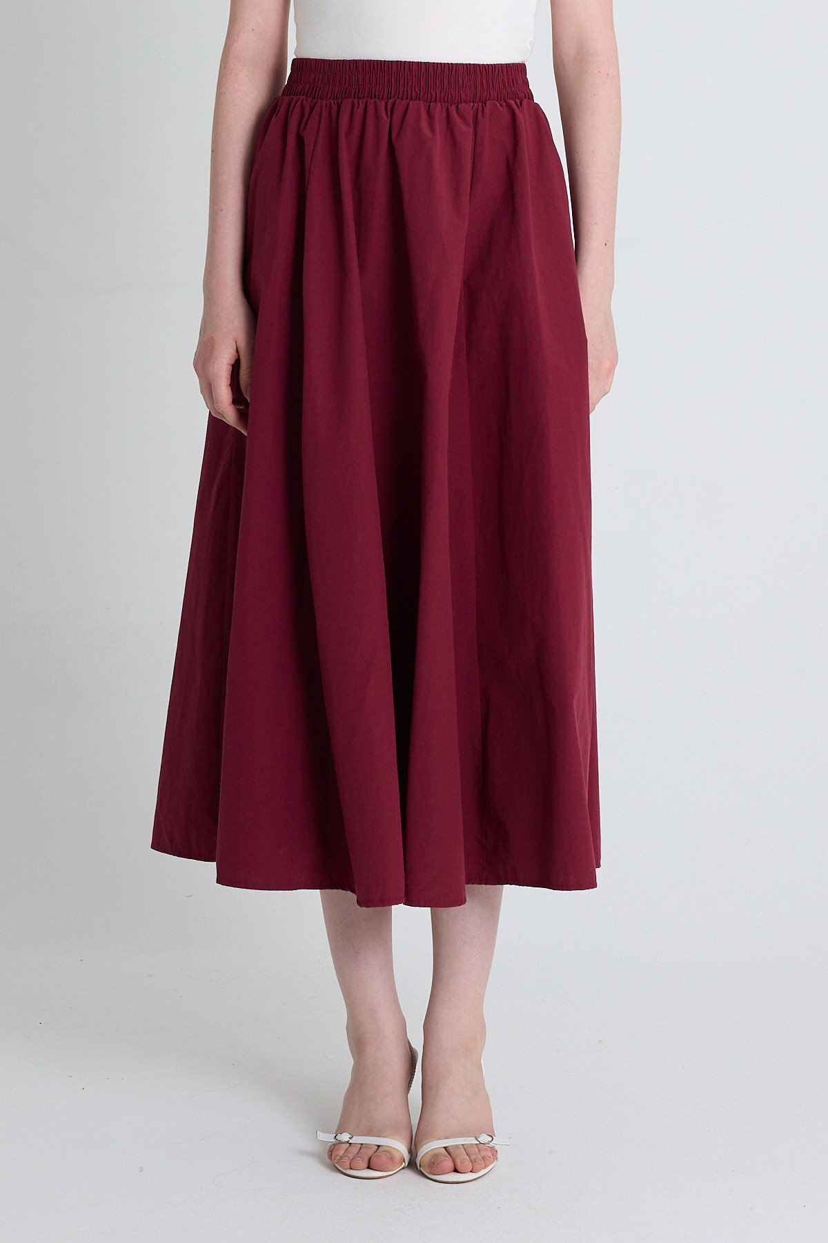 Bordo Cep Detay Mevlana Midi Etek 3950 - 6