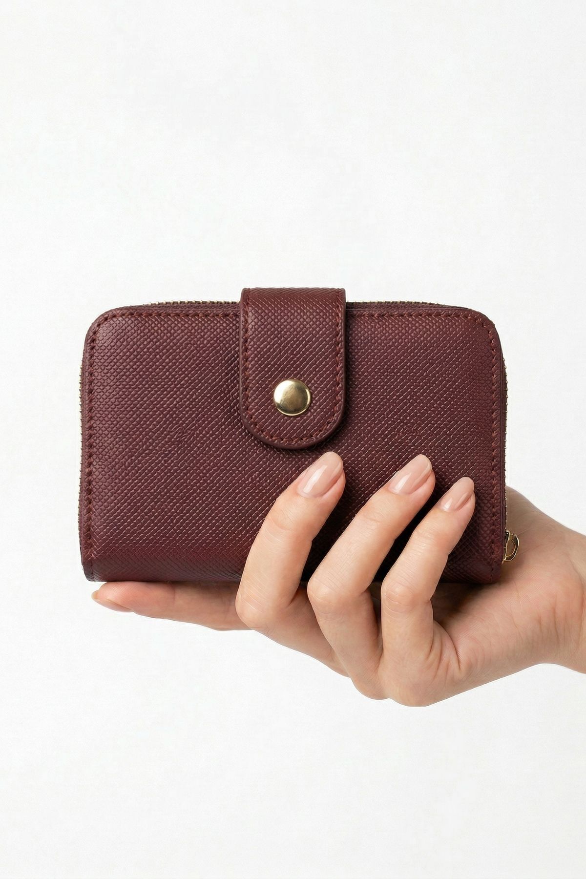 Bordo Çıtçıtlı Fermuarlı Cüzdan 243 - 1