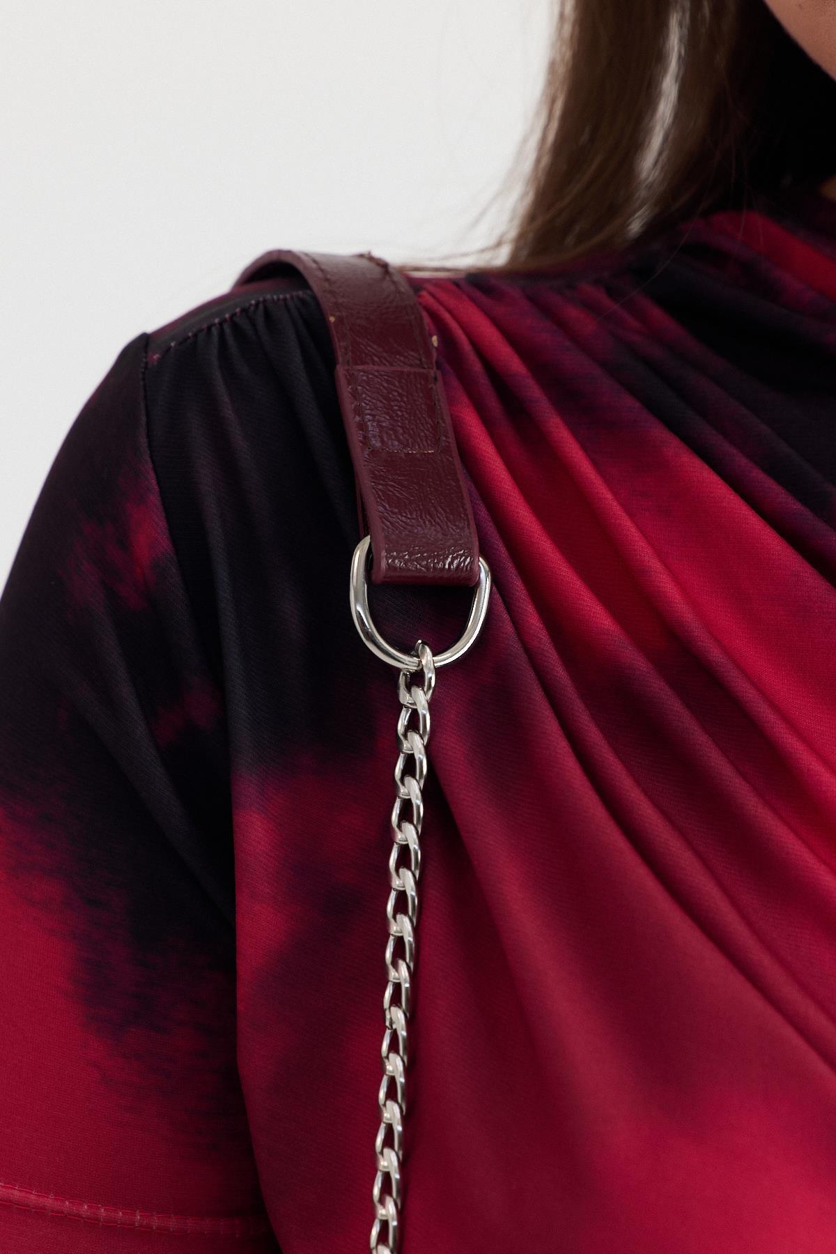 Bordo Deri Görünümlü Omuz Çantası 3023 - 5