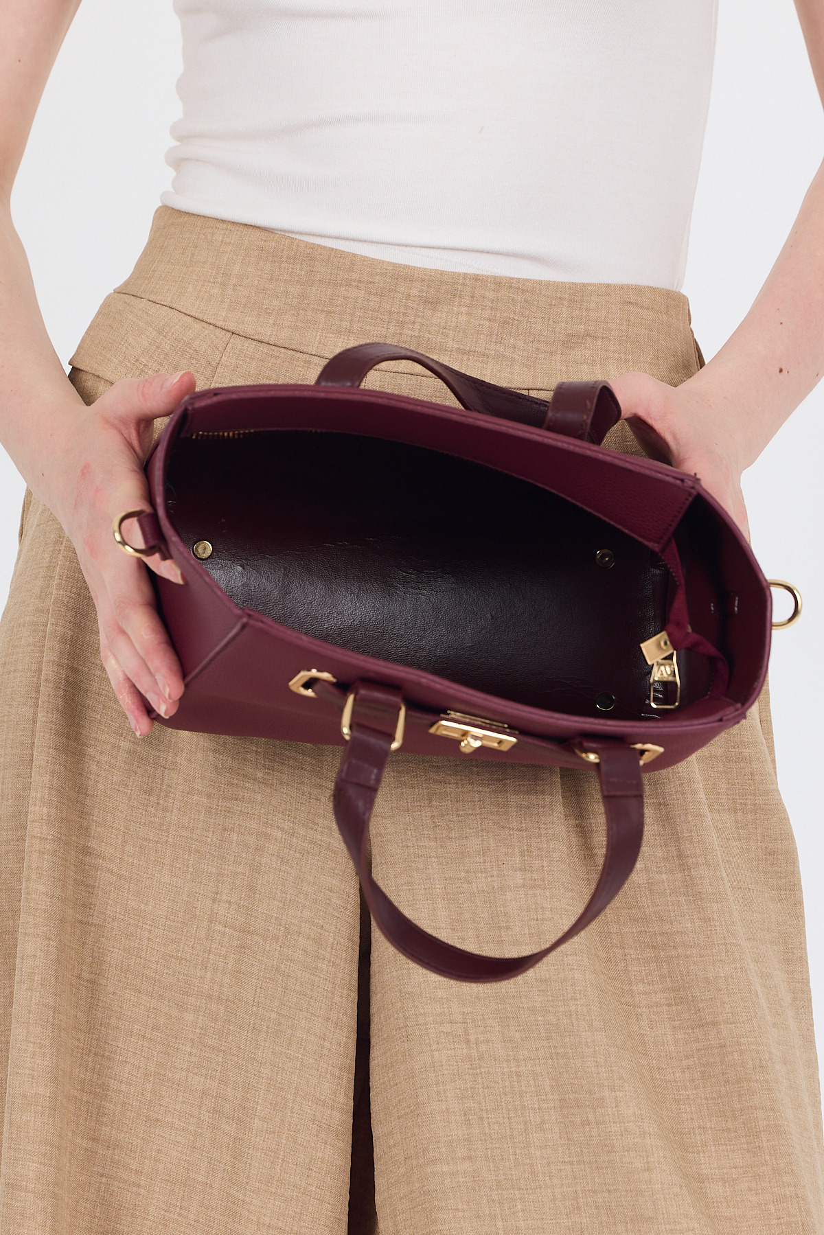 Bordo Deri Görünümlü Omuz Çantası 3029 - 6