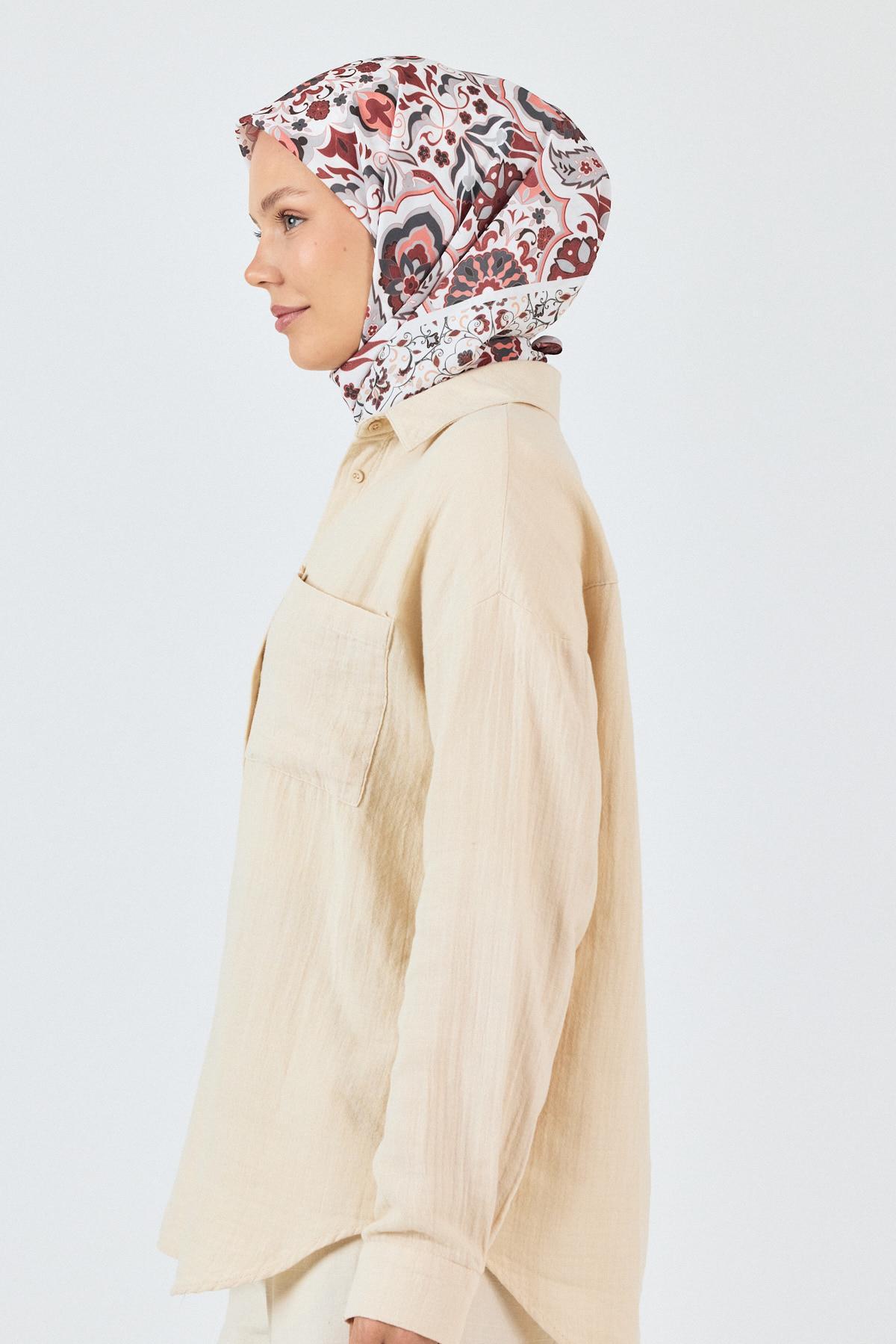 Bordo Desenli Eşarp 3005 - 2