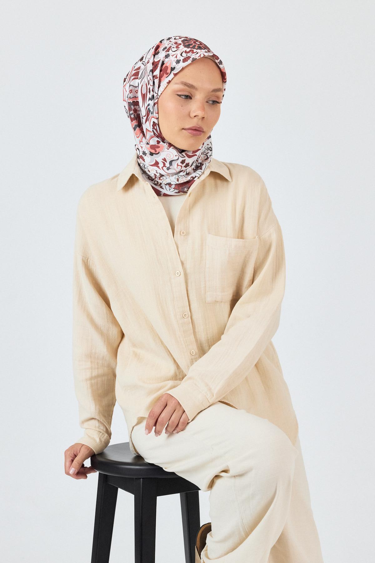 Bordo Desenli Eşarp 3005 - 7