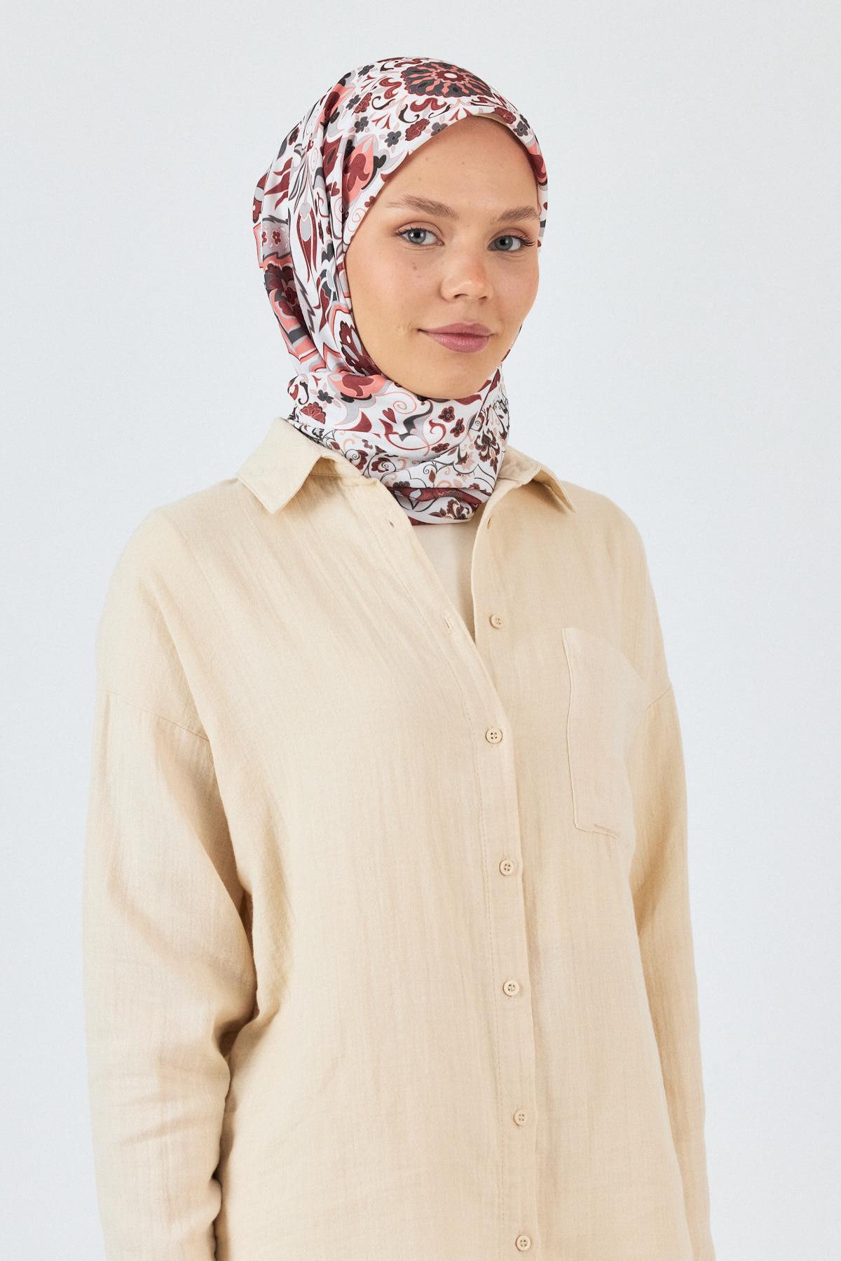 Bordo Desenli Eşarp 3005 - 4