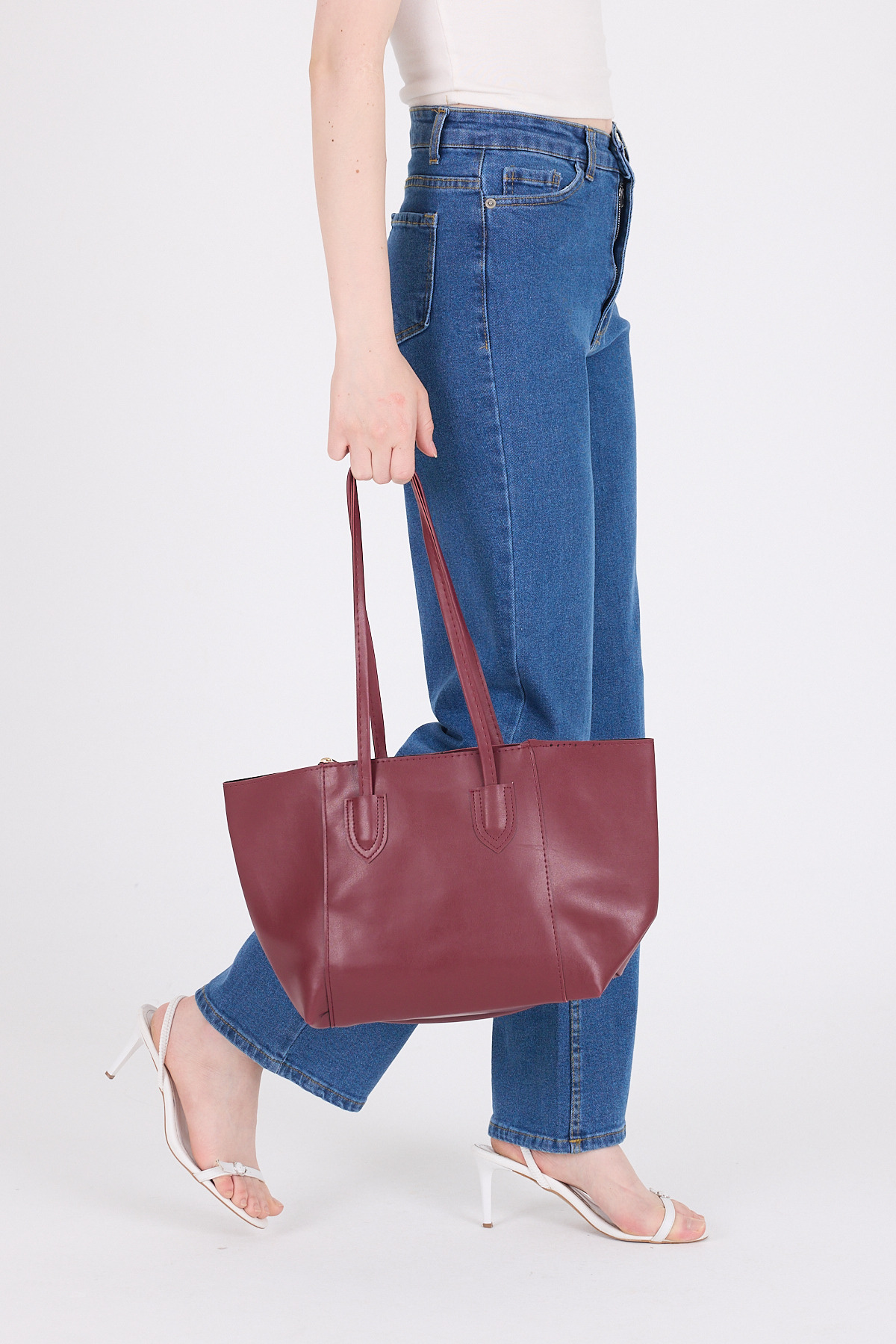 Bordo Dikiş Detaylı Omuz Çantası 9212 - RAYS (1)