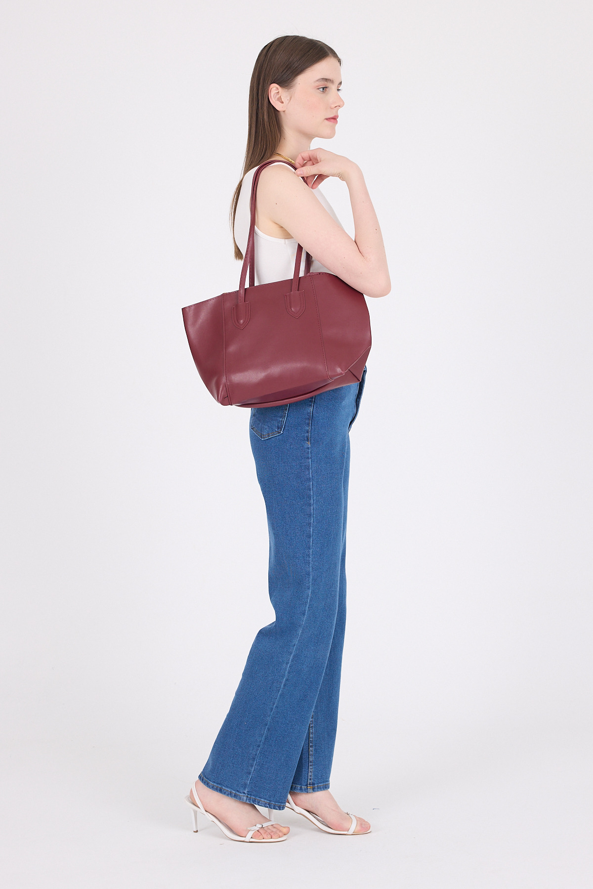 Bordo Dikiş Detaylı Omuz Çantası 9212 - 5