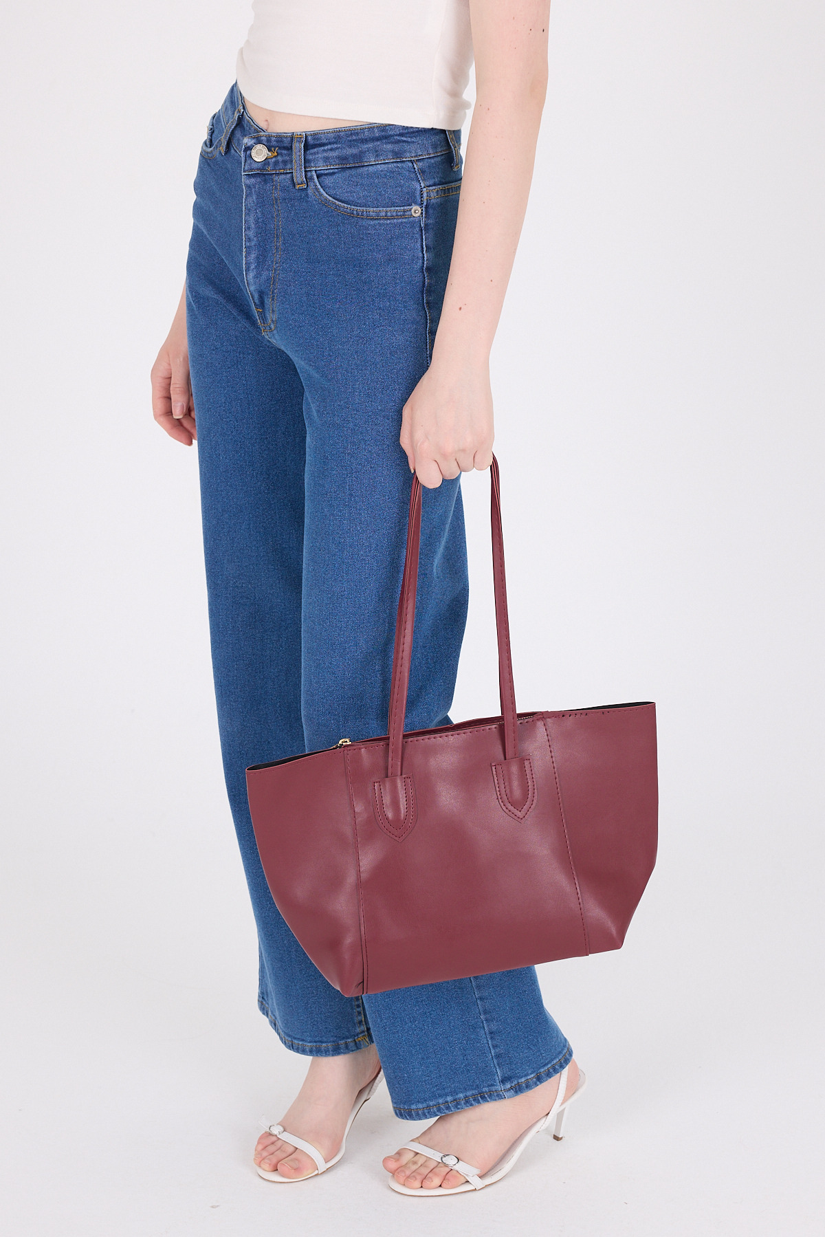 Bordo Dikiş Detaylı Omuz Çantası 9212 - 3