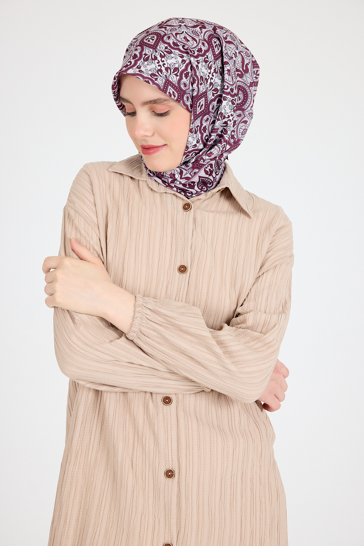 Bordo Etnik Desenli Eşarp 3013 - RAYS