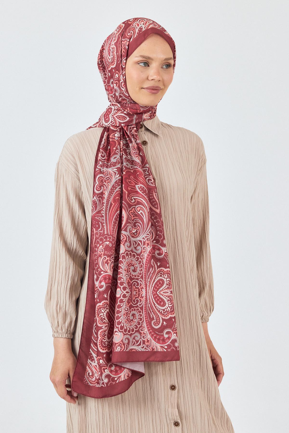 Bordo Etnik Desenli Şal 4005 - RAYS