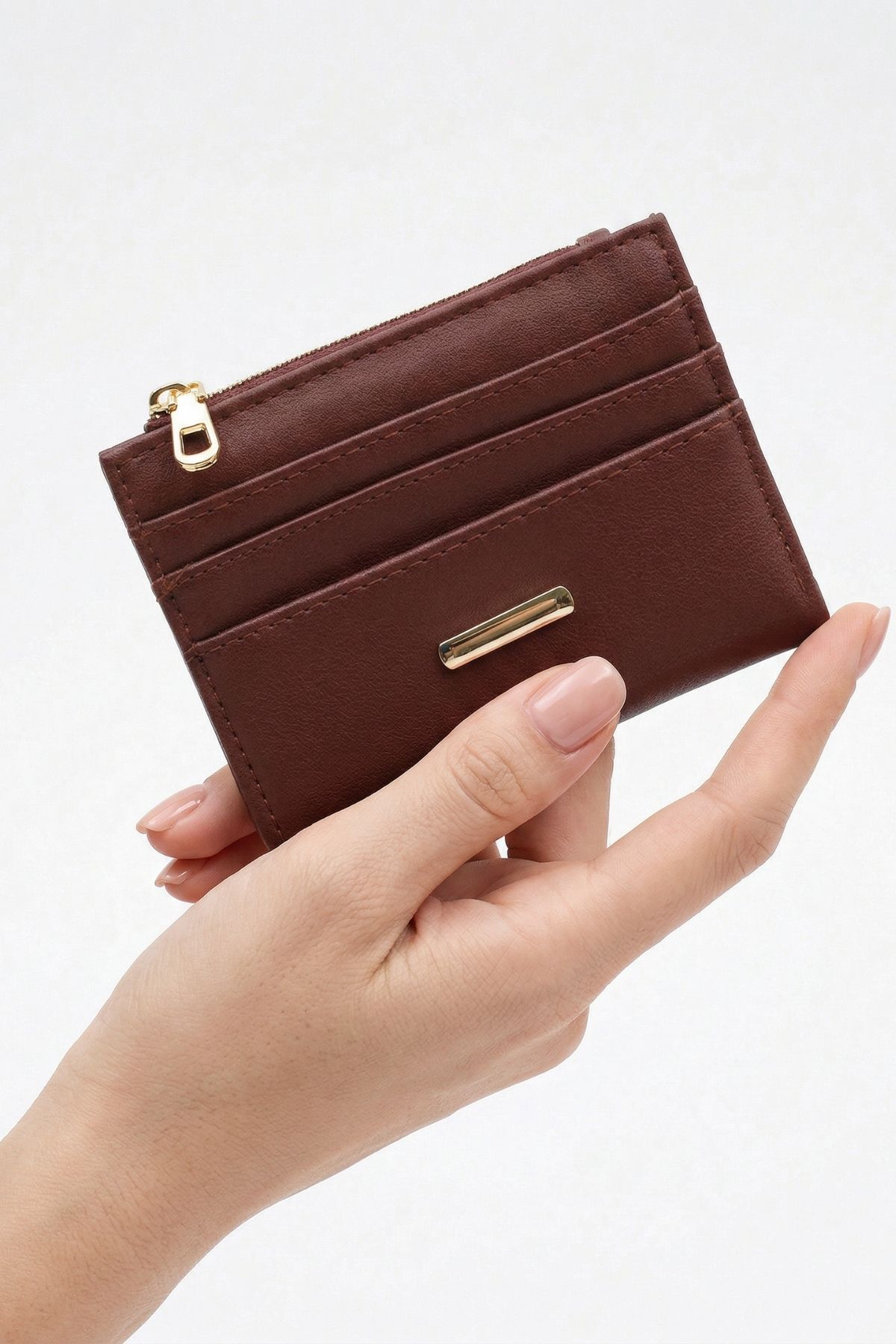 Bordo Fermuar Detaylı Kartlık 102 - 2