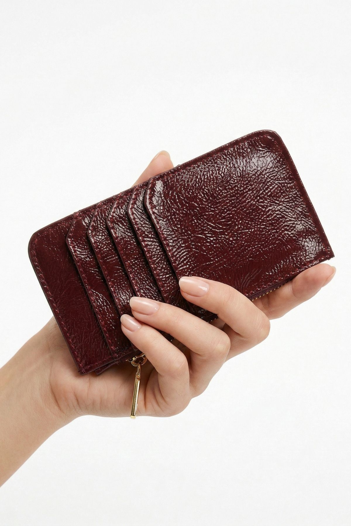 Bordo Fermuar Detaylı Parlak Kartlık 230 - 1