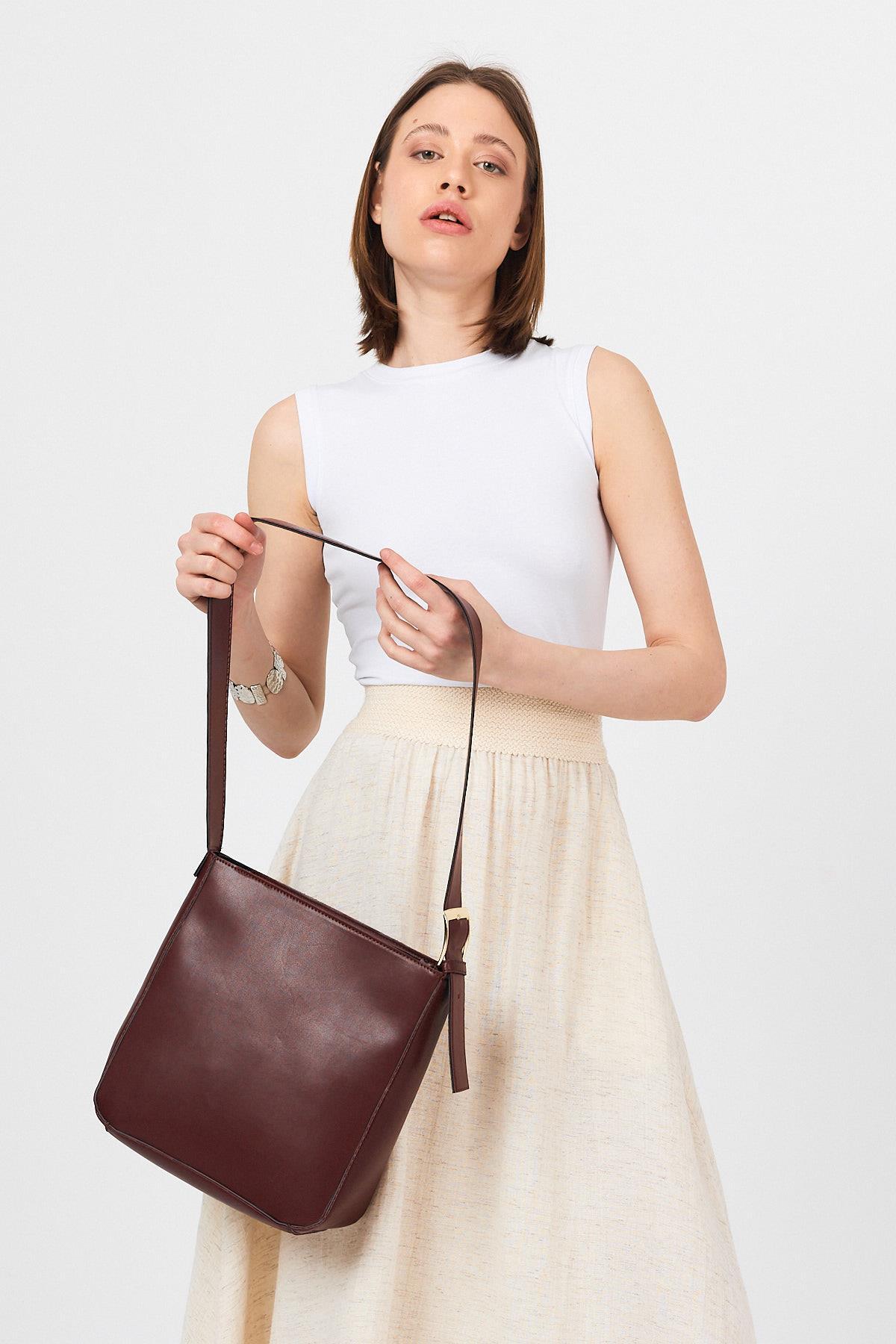 Bordo Fermuarlı Omuz Çantası 3026 - RAYS