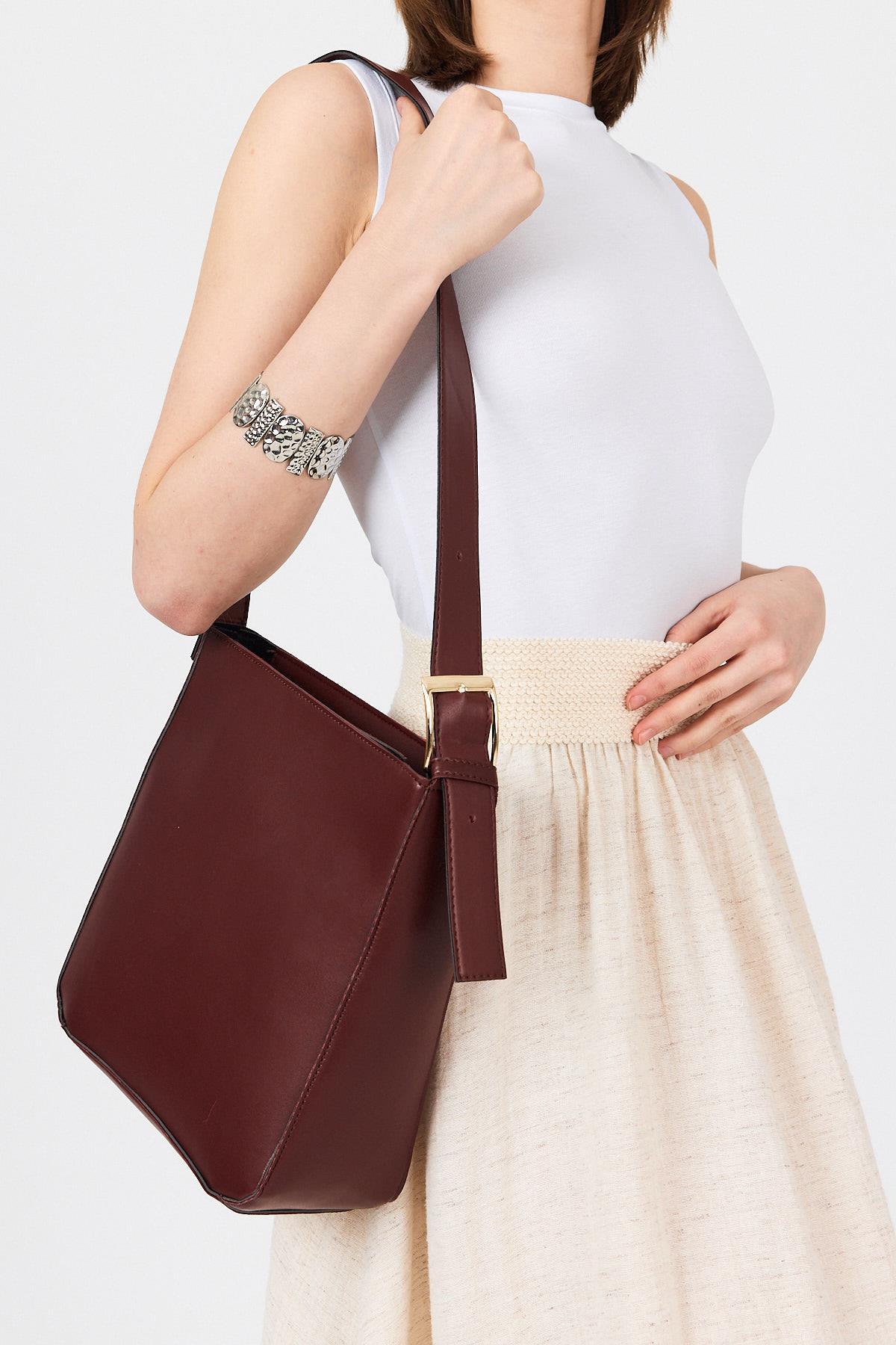 Bordo Fermuarlı Omuz Çantası 3026 - RAYS