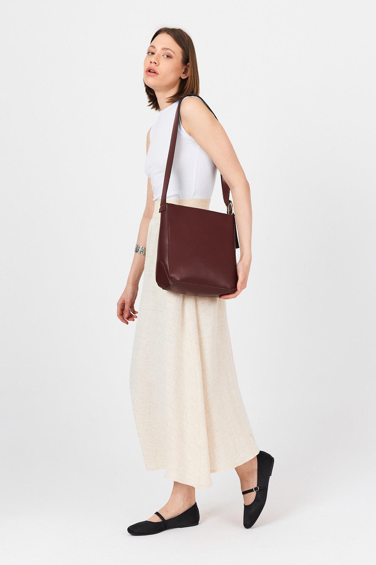 Bordo Fermuarlı Omuz Çantası 3026 - 8