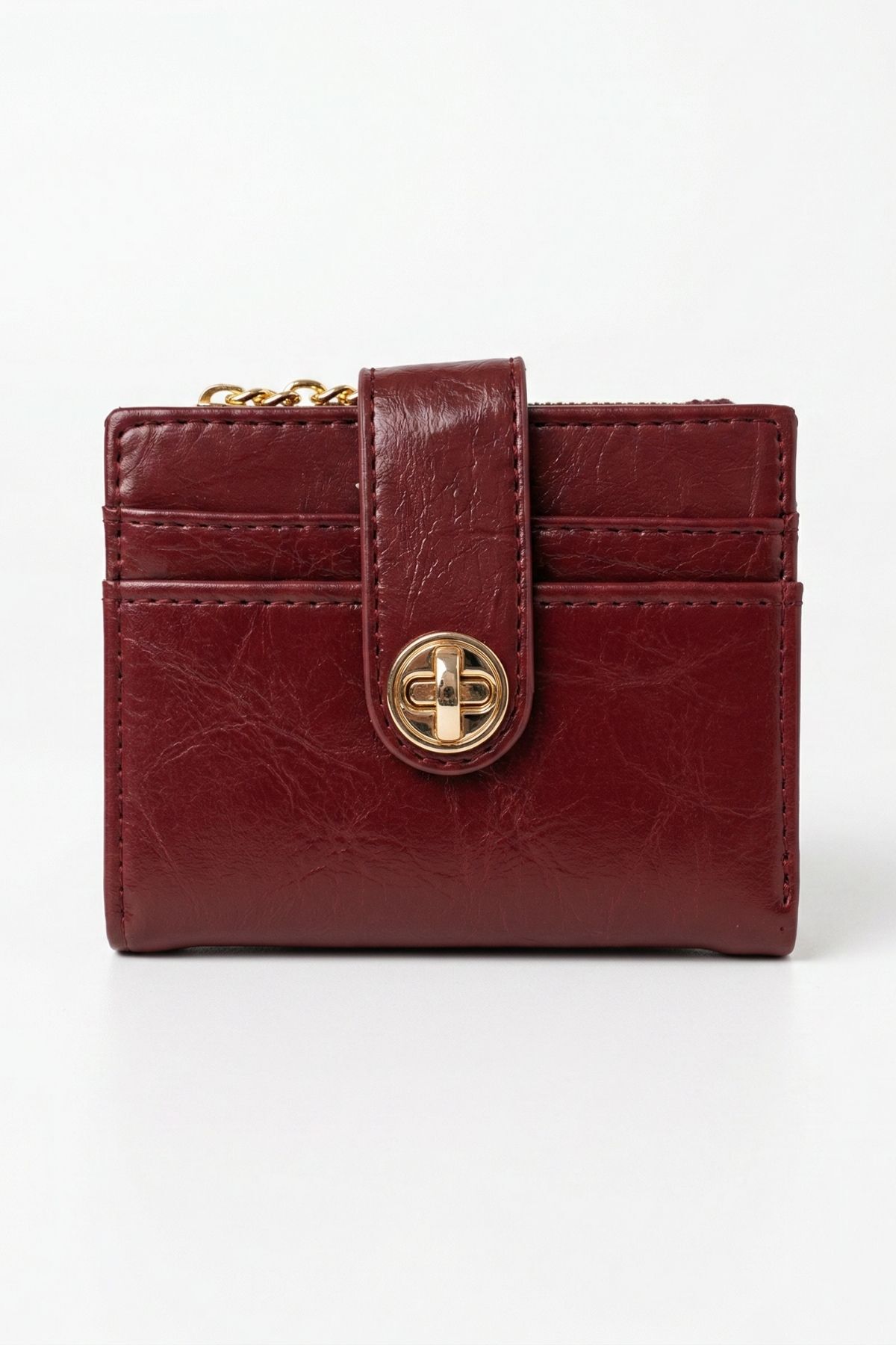 Bordo Fermuarlı Tokalı Kapama Cüzdan 211 - 2