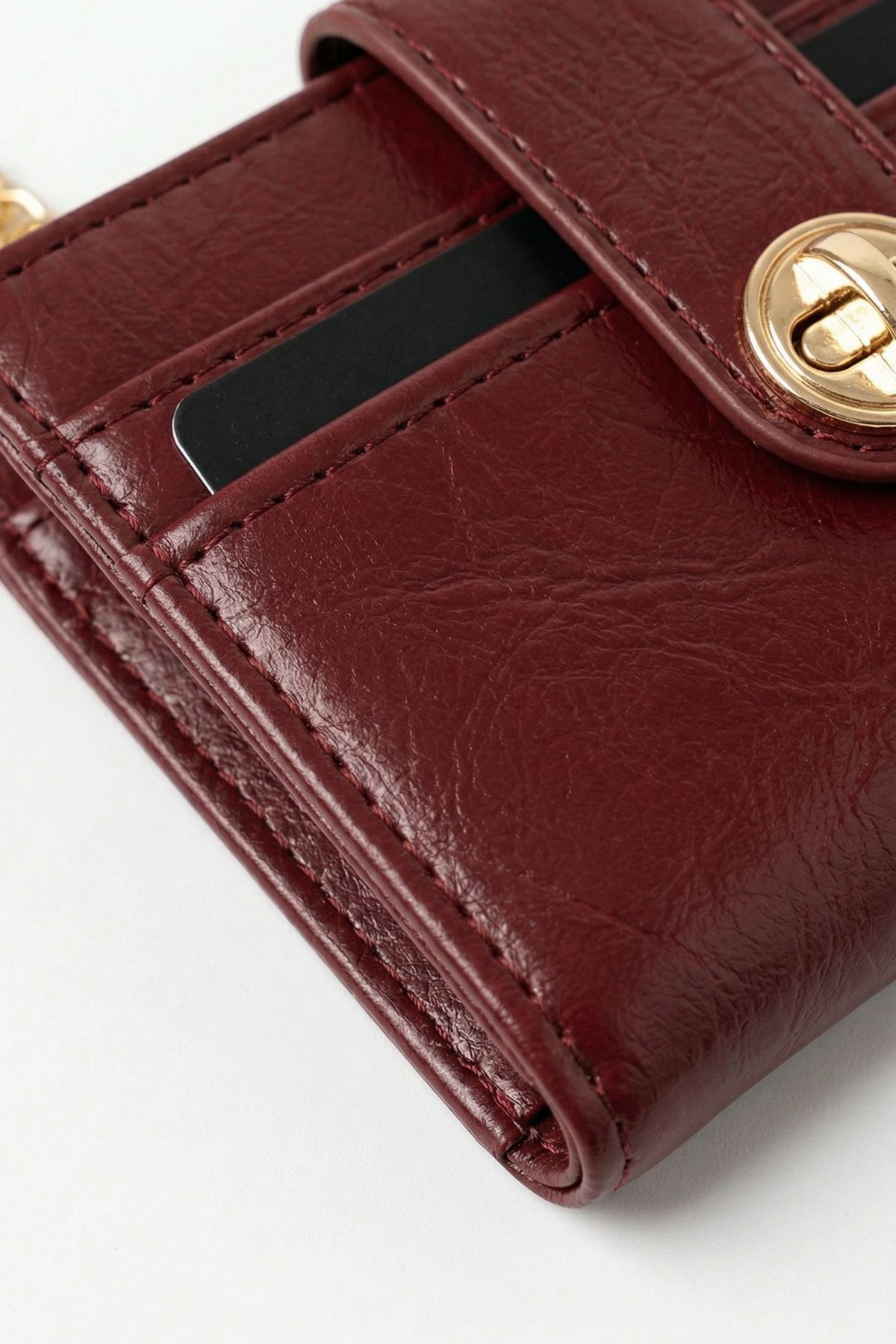 Bordo Fermuarlı Tokalı Kapama Cüzdan 211 - RAYS