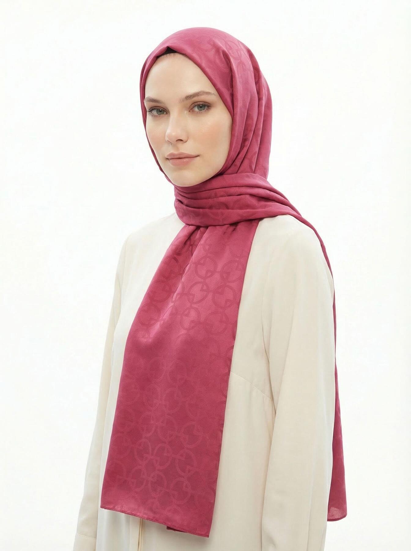 Bordo Halka Desen Jakarlı Şal 5685 - RAYS