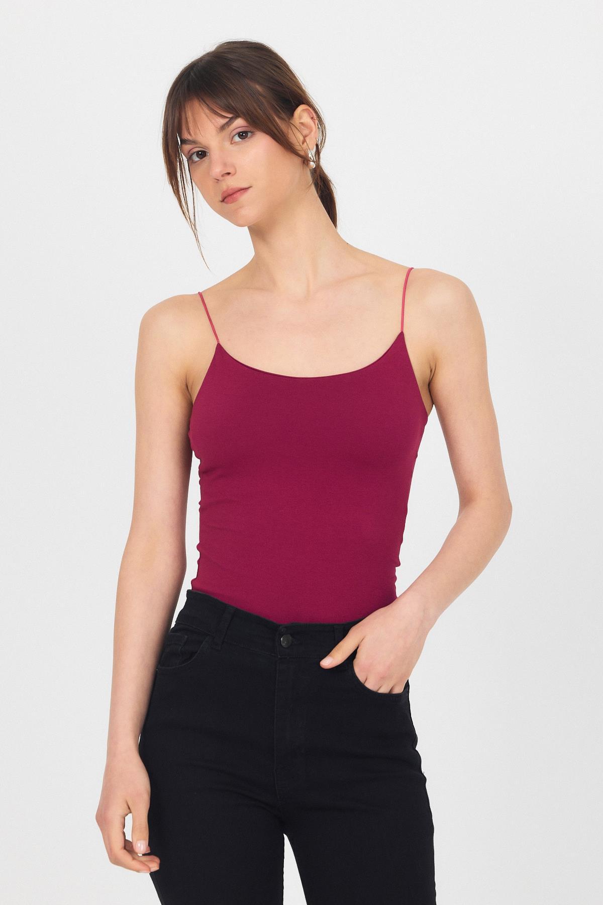 Bordo İnce Askılı Basic Atlet 848 - 6