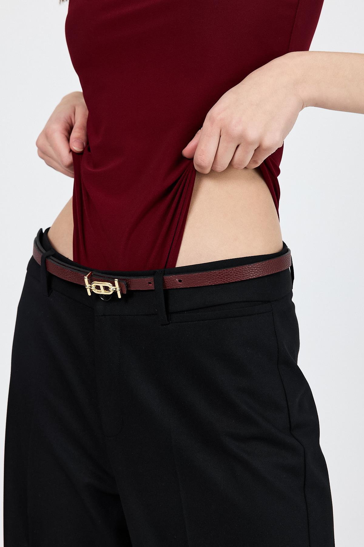 Bordo İnce Askılı Çıtçıtlı Bodysuit 13255 - 7