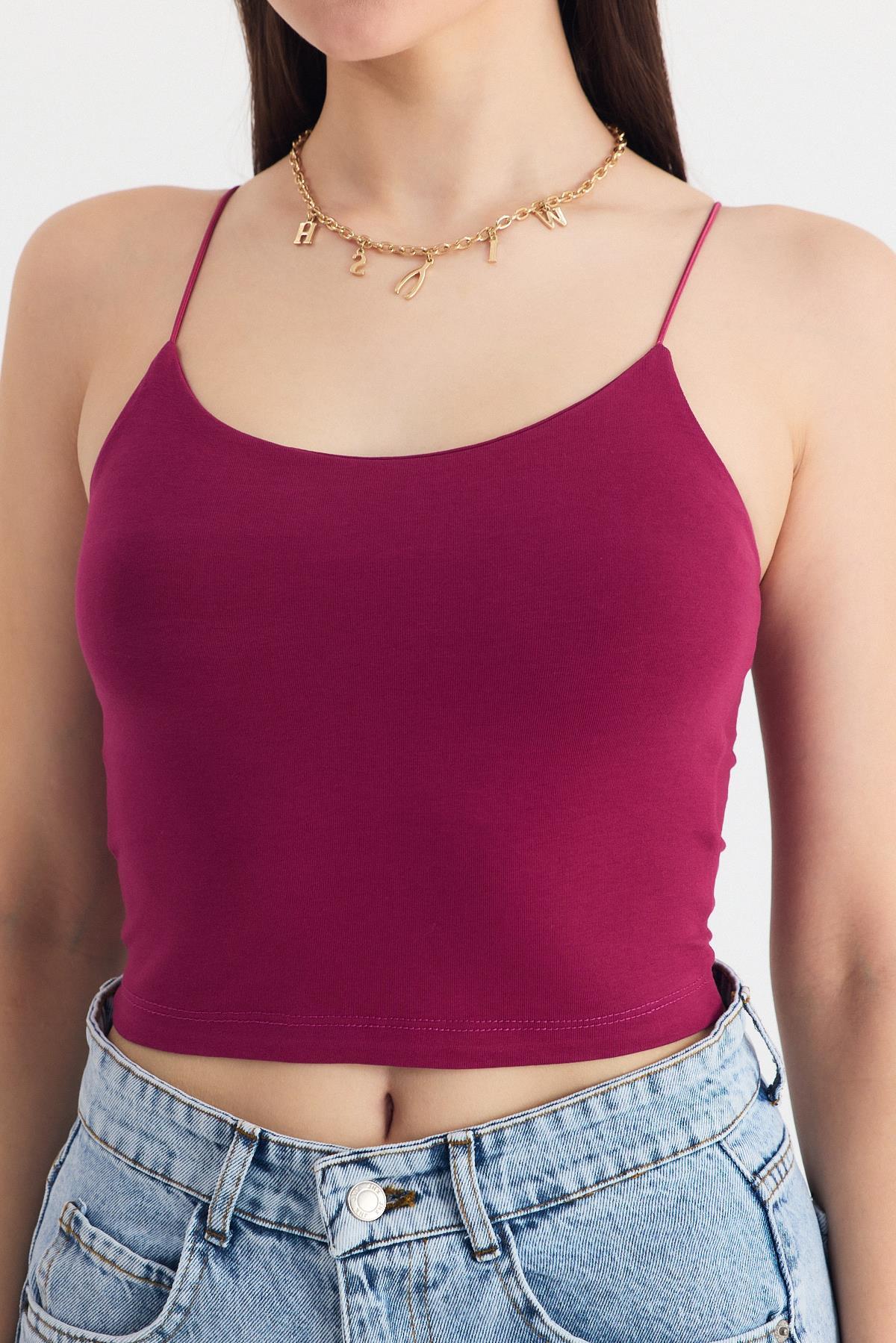 Bordo İnce Askılı Fitted Basic Atlet 947 - 4