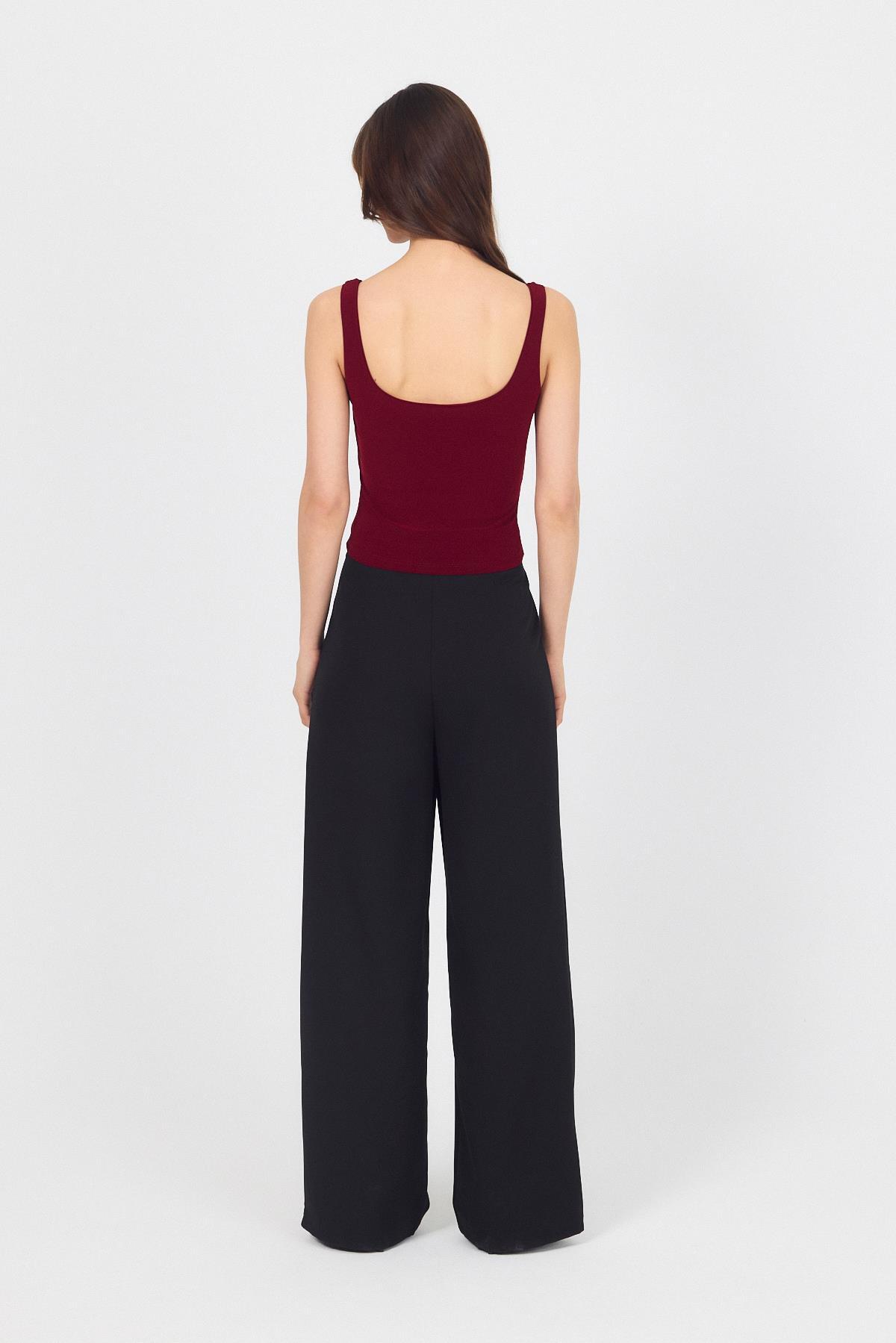 Bordo Kalın Askılı V Yaka Bluz 13293 - 6