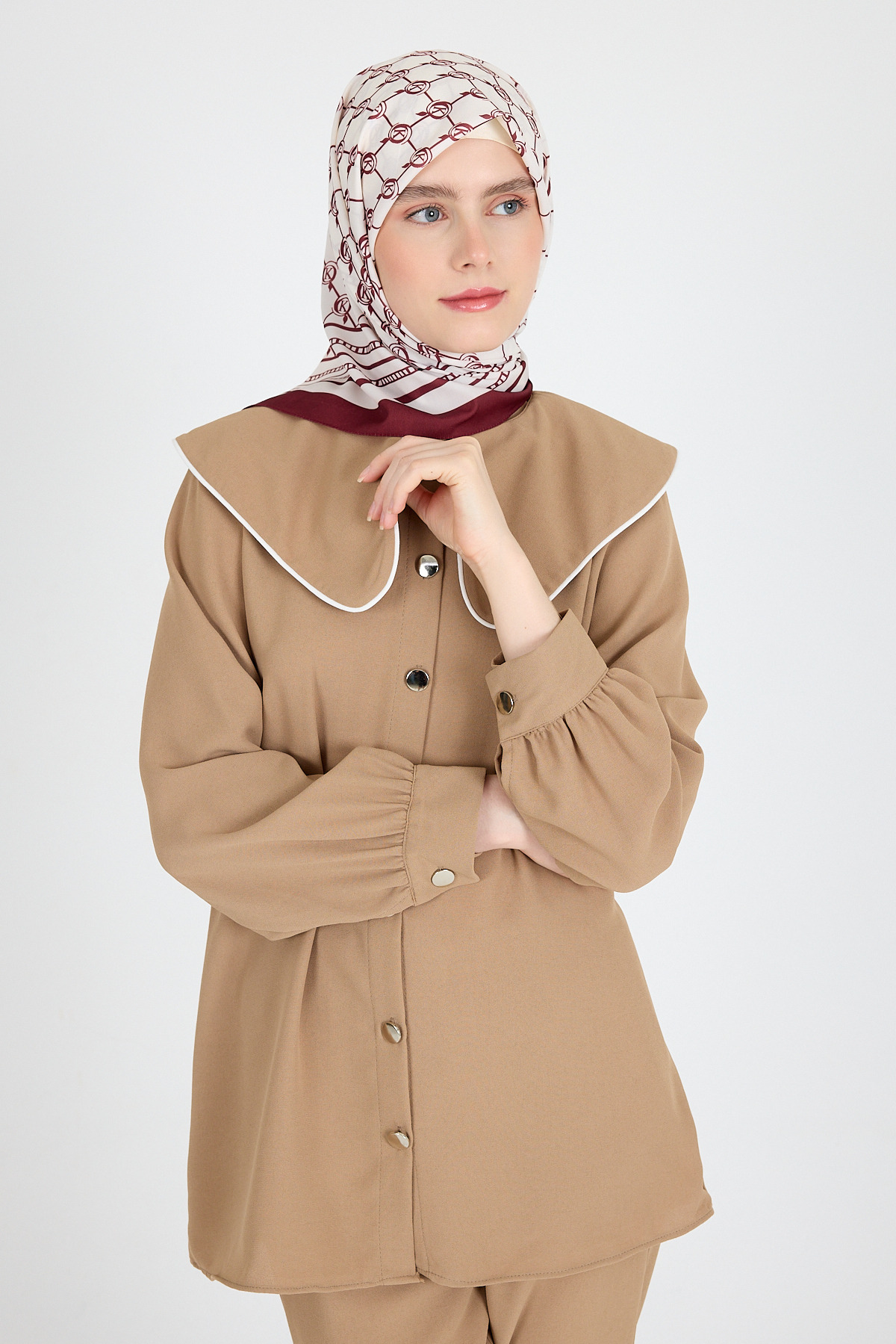 Bordo Monogram Desenli Eşarp 3015 - RAYS