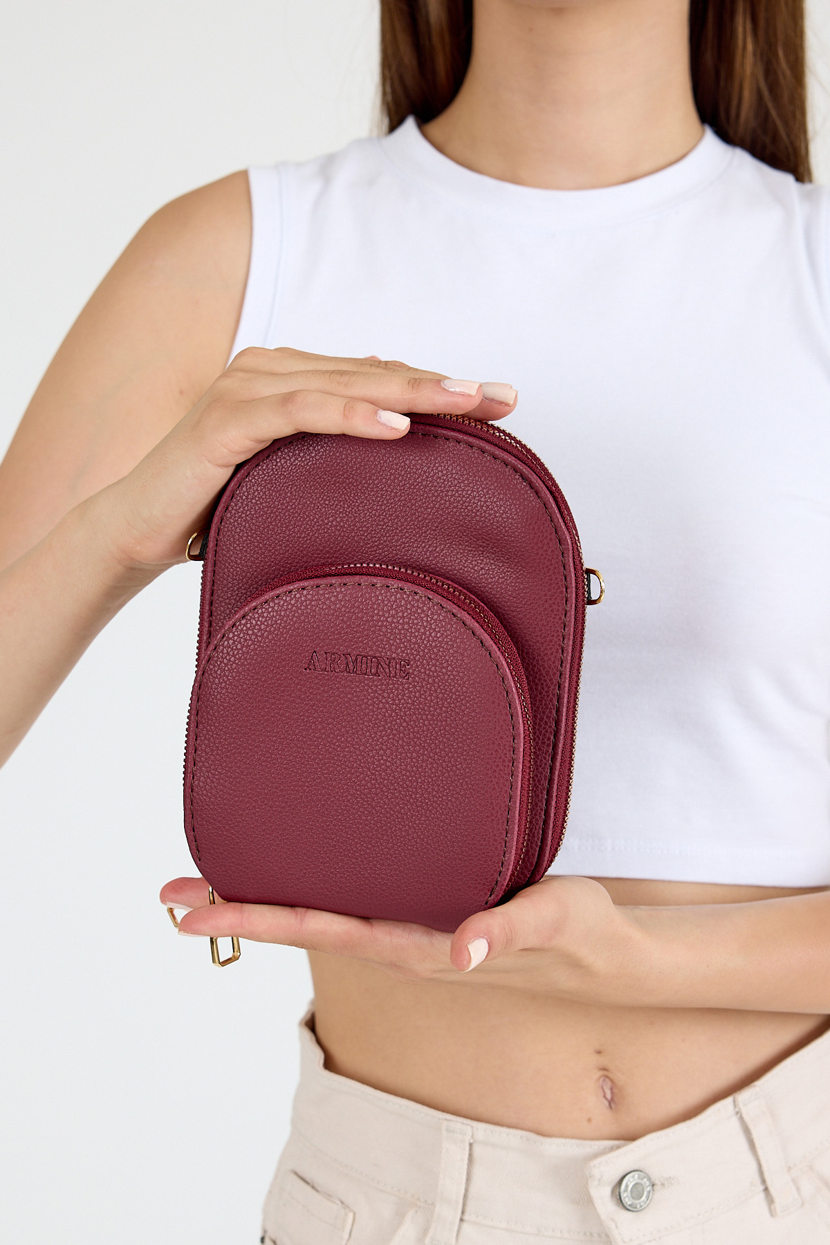 Bordo Ön Cepli Mini Çarpraz Askılı Çanta 384 - 3