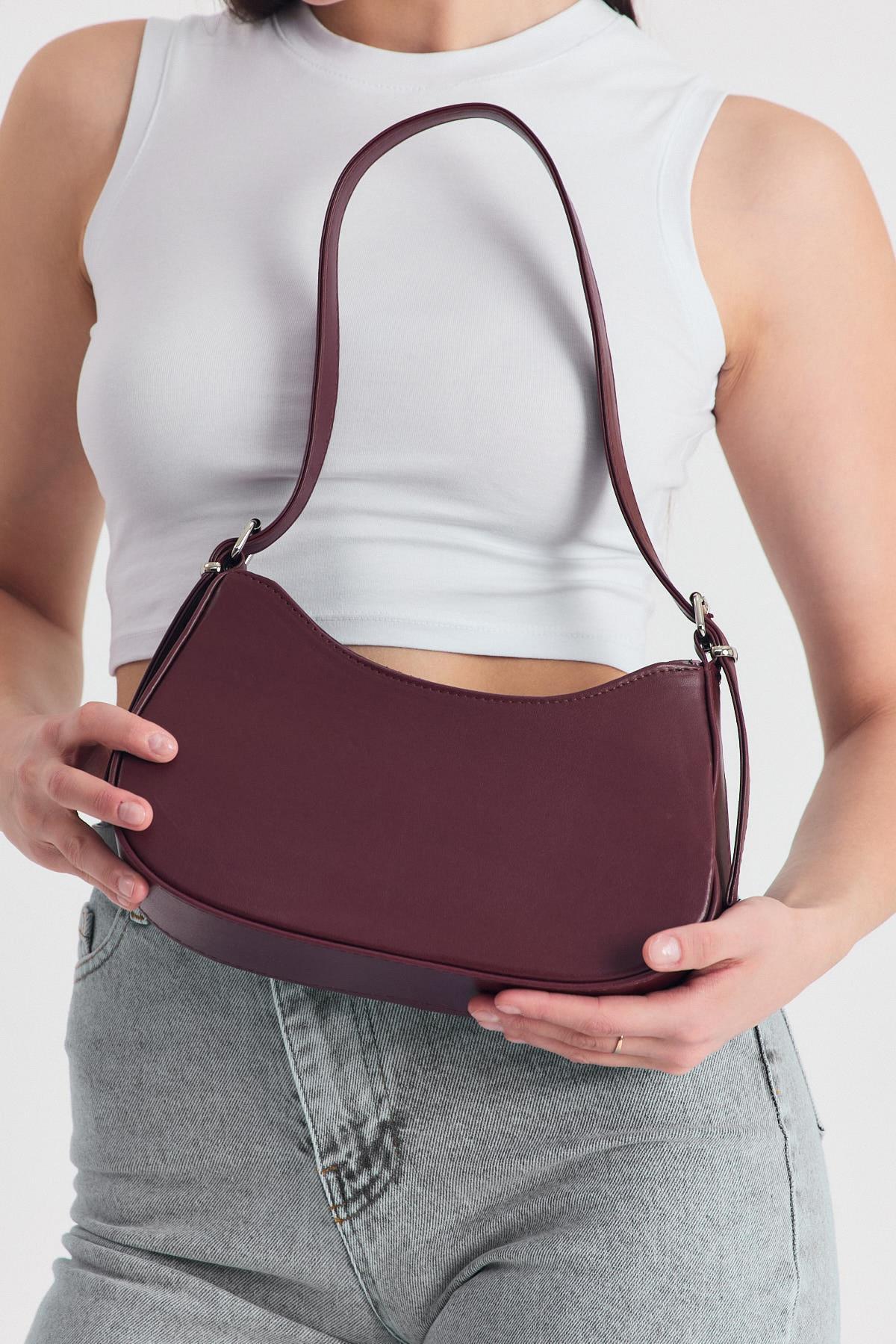 Bordo Oval Baget Çanta 3001 - 2