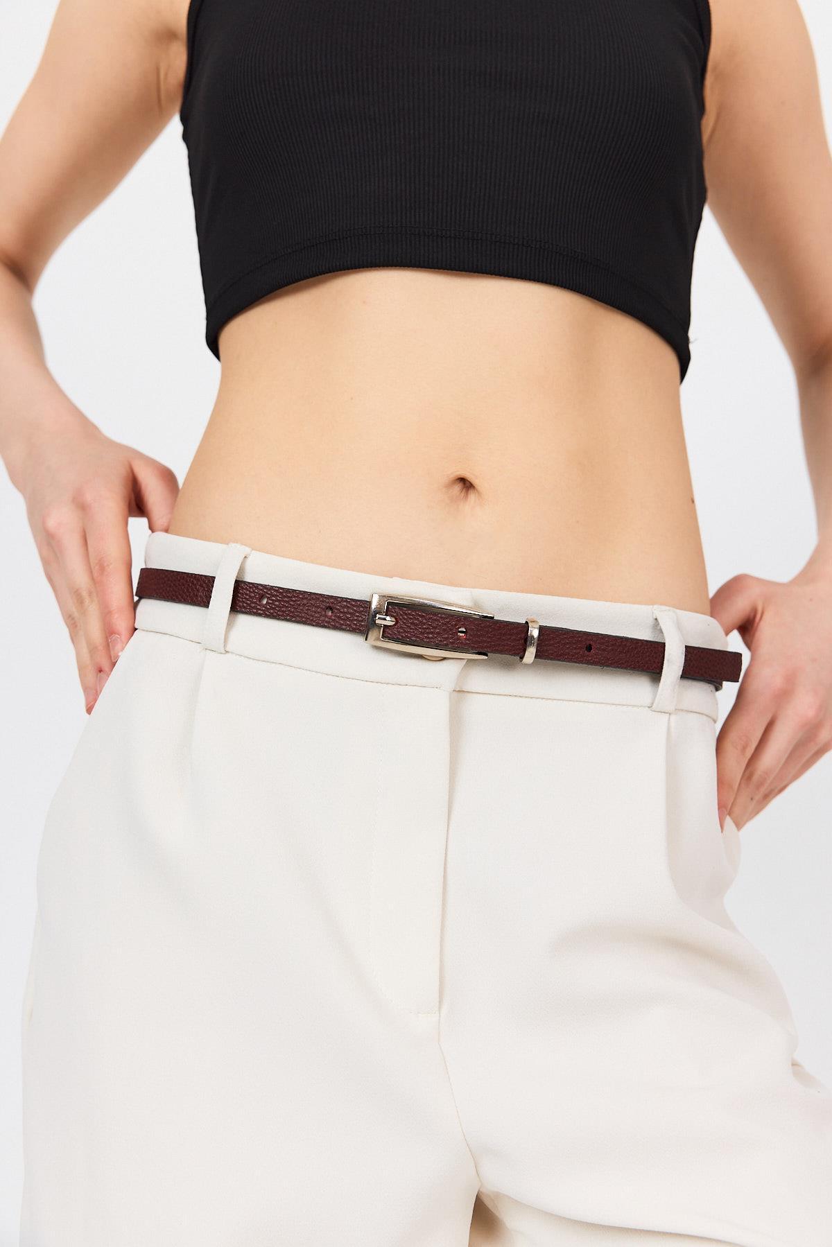 Bordo İnce Uzun Tokalı Kemer 413 - 1