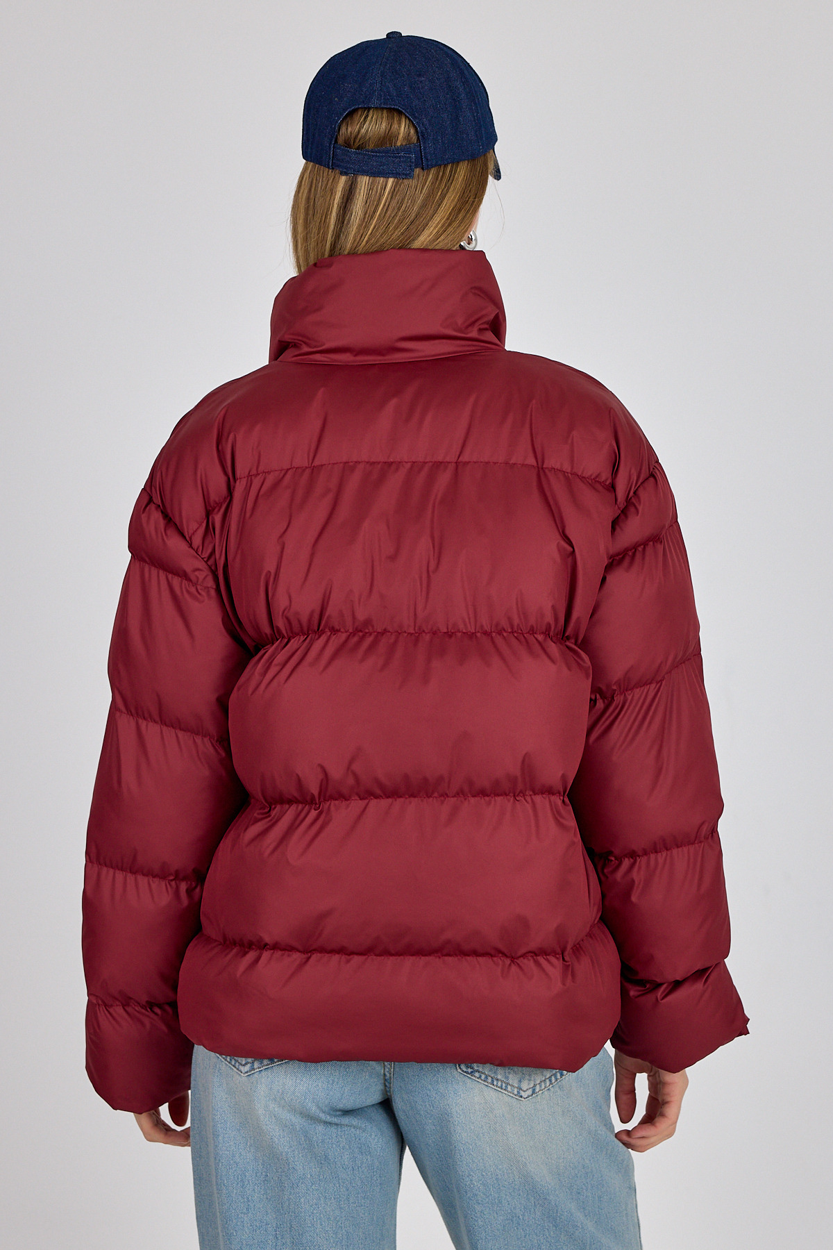 Bordo Oversize Dik Yaka Şişme Mont 4010 - 8