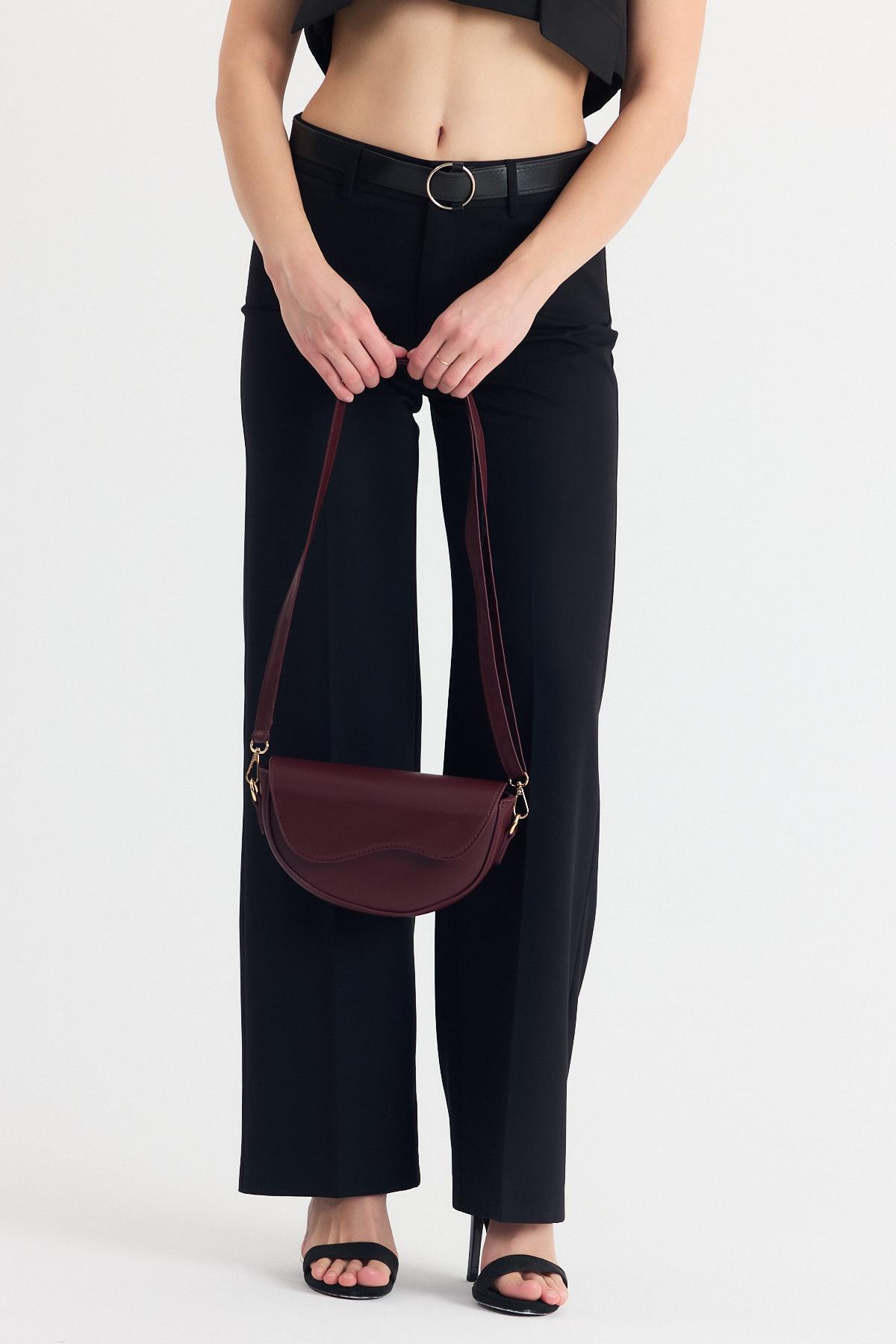 Bordo Simetri Kapak Detaylı Omuz Çantası 3024 - 8