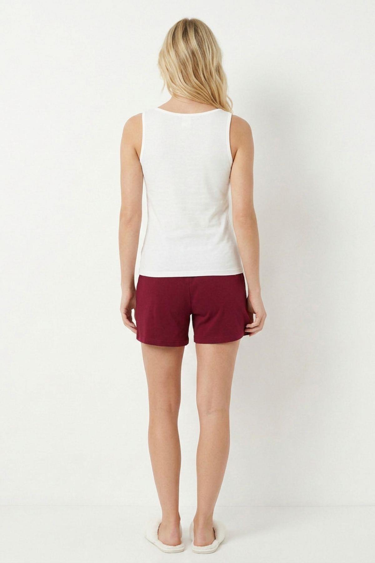 Şortlu Pijama Takımı Kiraz Desenli 0412 Bordo - 5