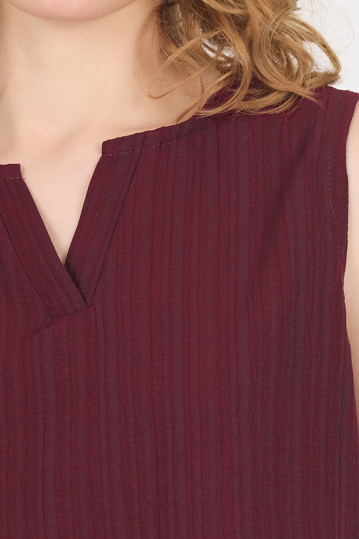 Bordo V Yaka Kolsuz Crop Bluz 8027 - RAYS