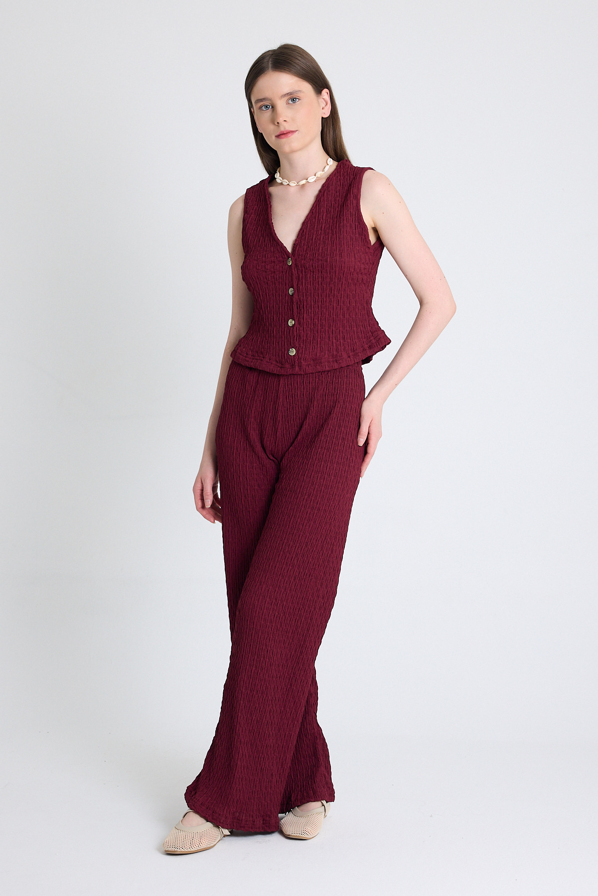 Bordo V Yaka Yelek ve Pantolon Takımı 3000 - RAYS