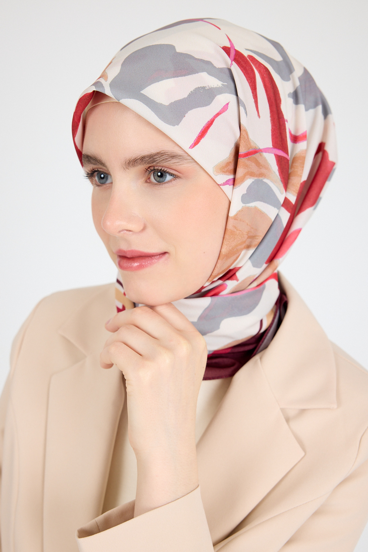 Bordo Yaprak Desen Eşarp 3004 - 3