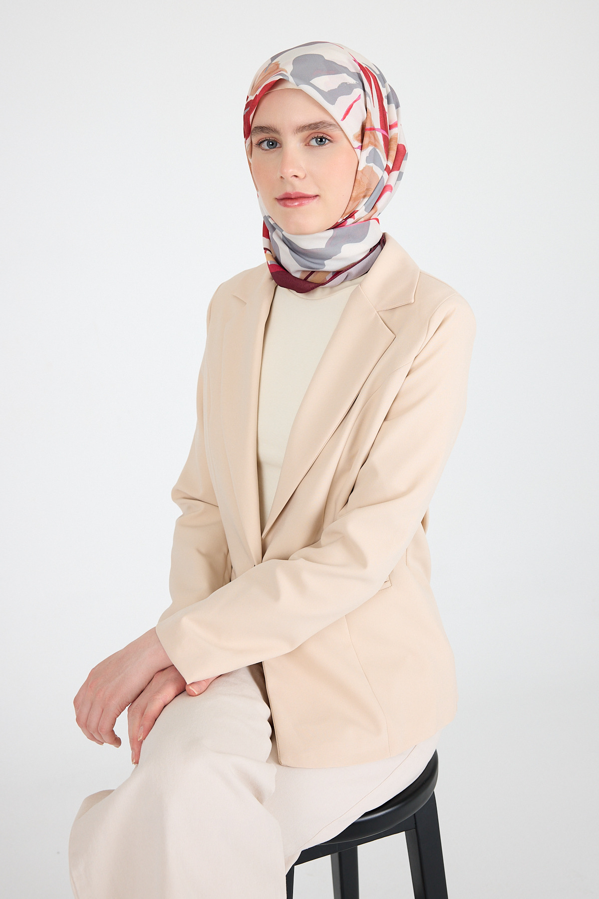 Bordo Yaprak Desen Eşarp 3004 - 4
