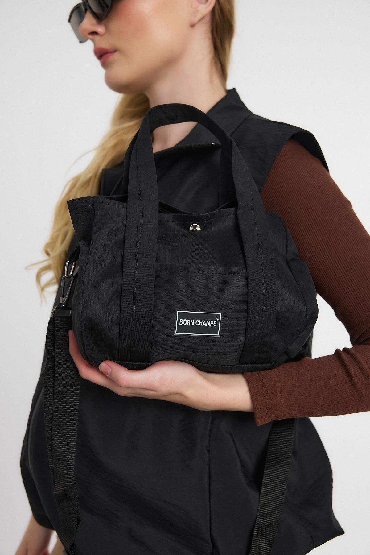 Born Champs Baskı Çapraz Çanta - 9113 Siyah - 6