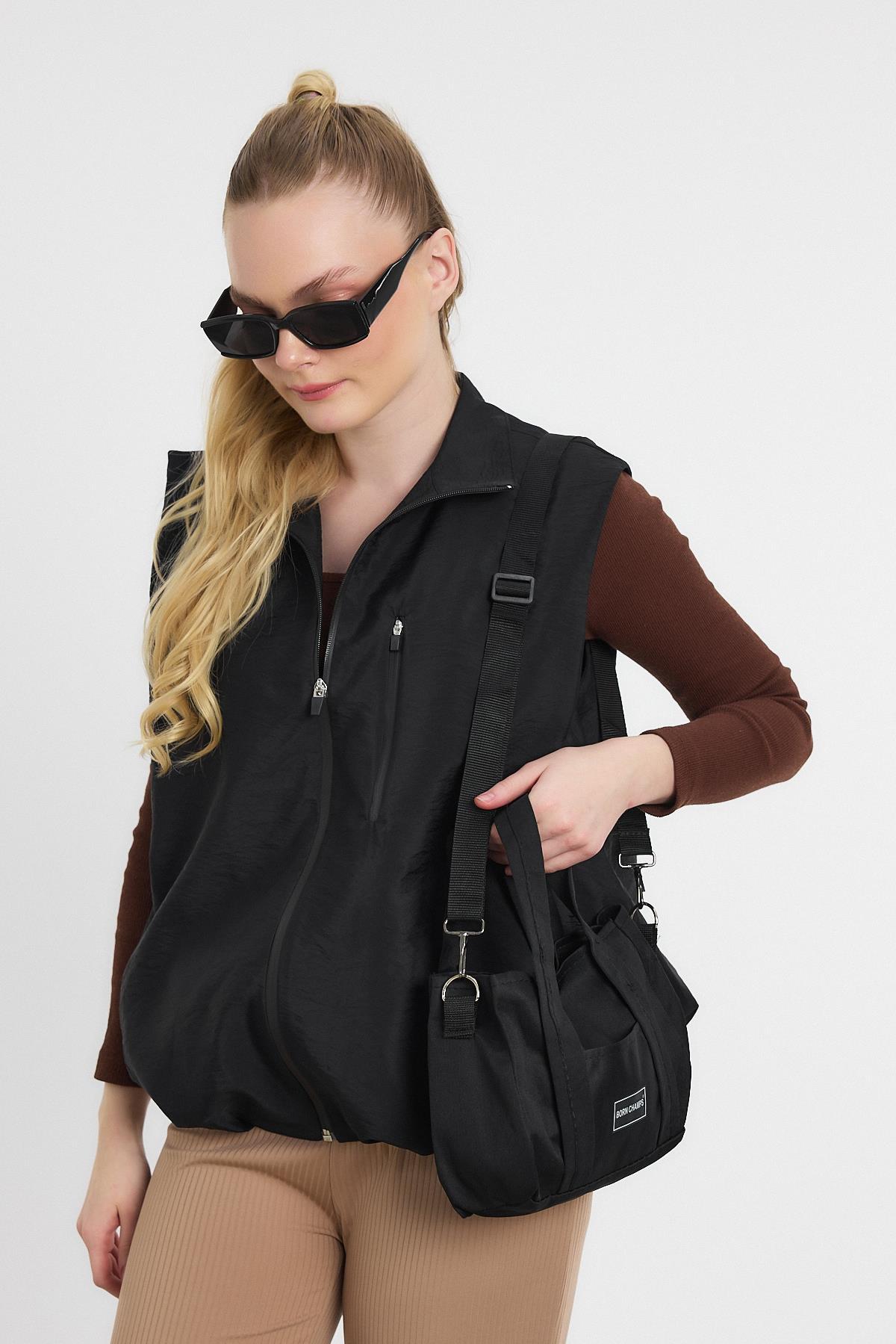 Born Champs Baskı Çapraz Çanta - 9113 Siyah - 5