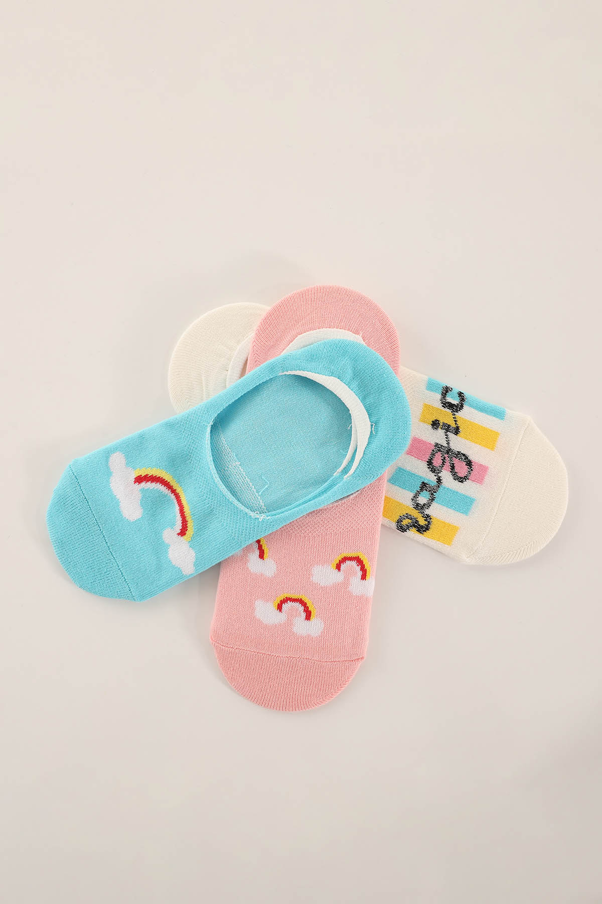 Bulut Desen 3'lü Babet Bayan Çorap - 1044 Karma - 2