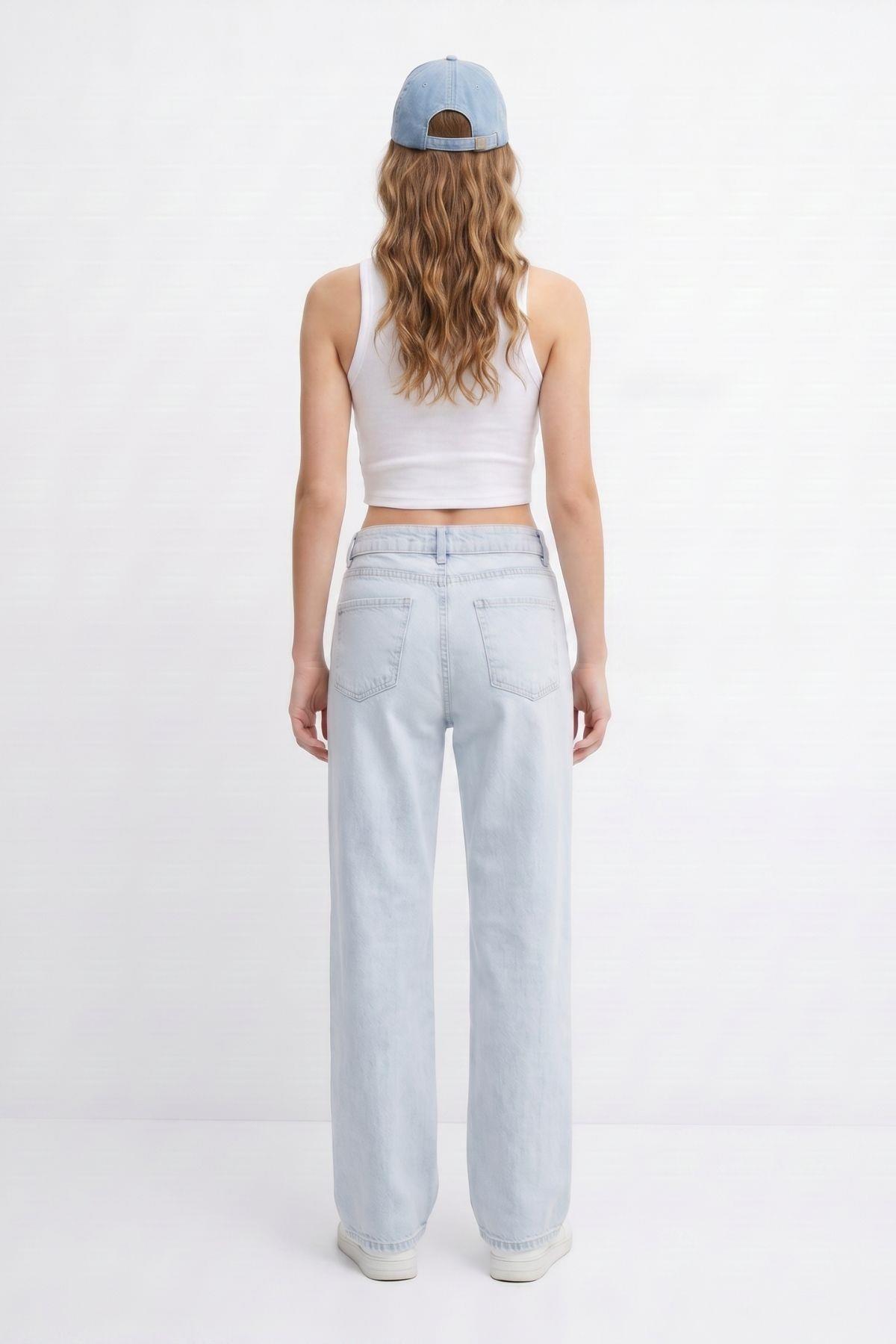 Yüksek Bel Düz Paça Jean 5043 Buz - RAYS