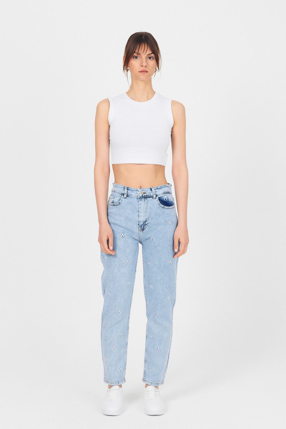 Buzkar Fiyonk İşlemeli Boyfriend Jean 2229 - 8