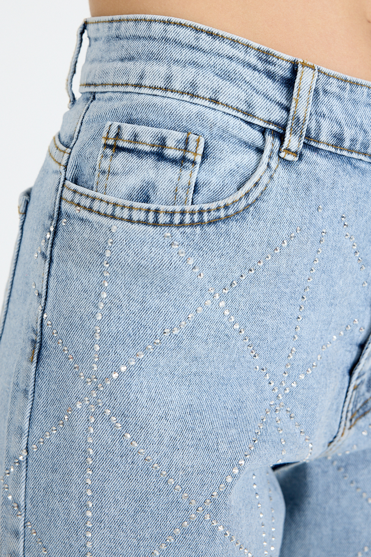 Buzkar Geometrik Taşlı Straight Jean 3330 - 4