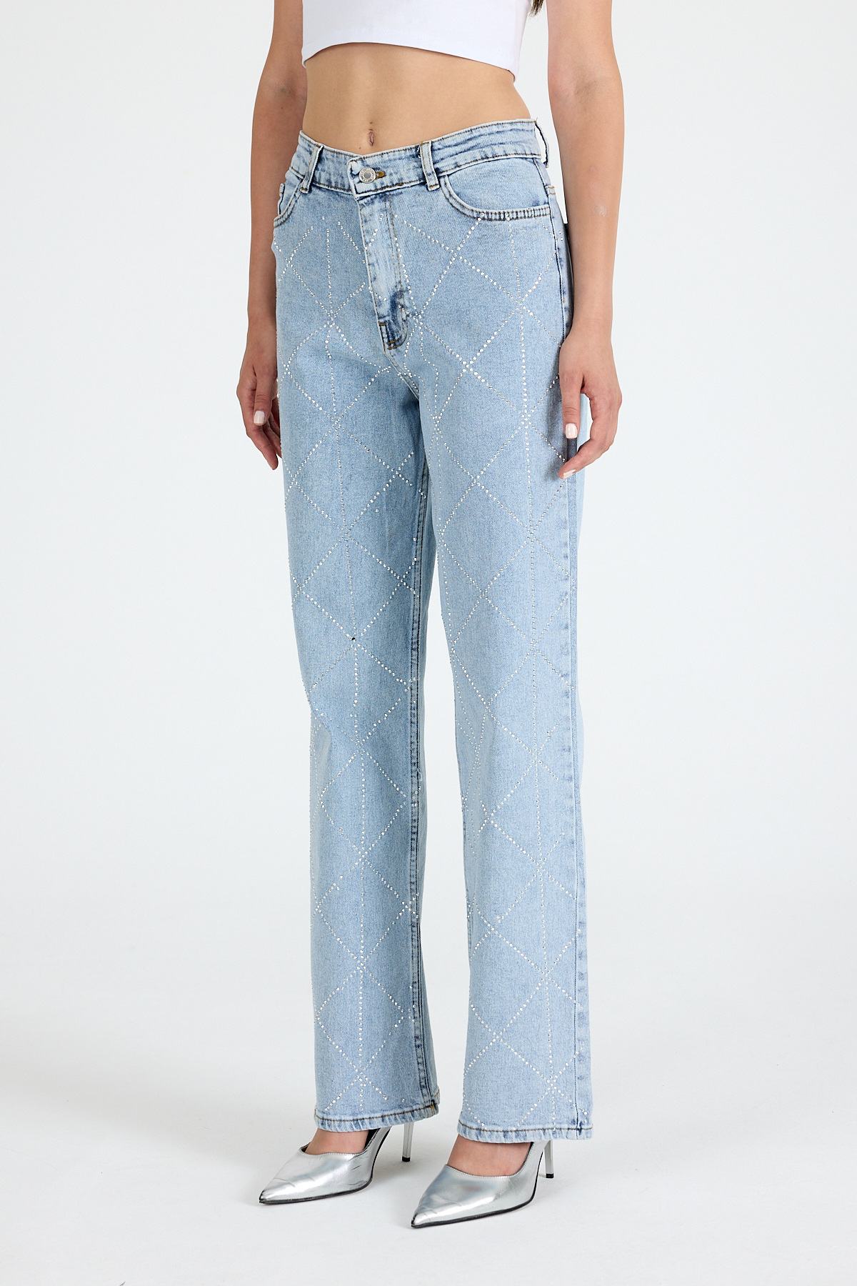 Buzkar Geometrik Taşlı Straight Jean 3330 - 2