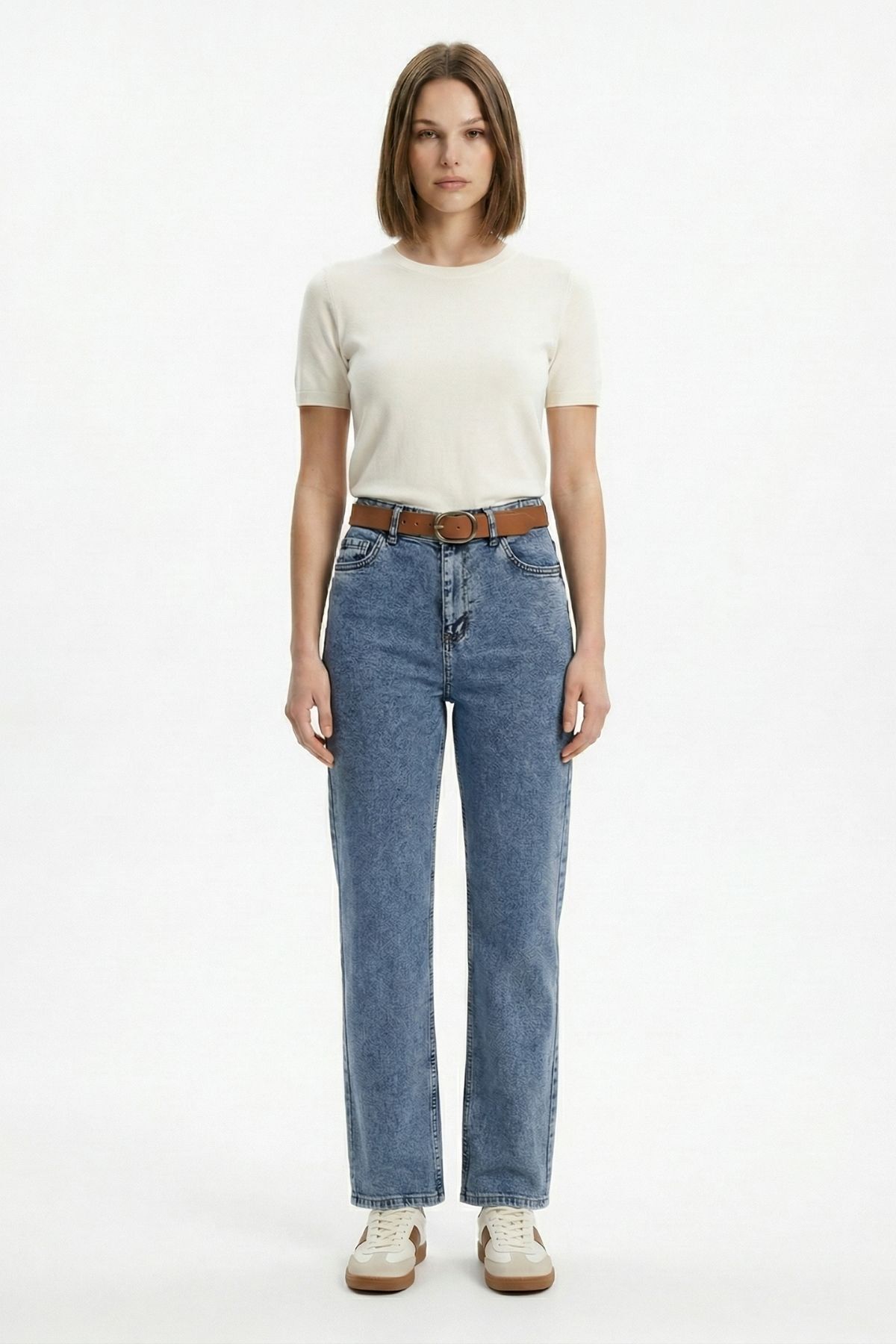Kemerli Likralı Jean 3043 Buzkar - RAYS