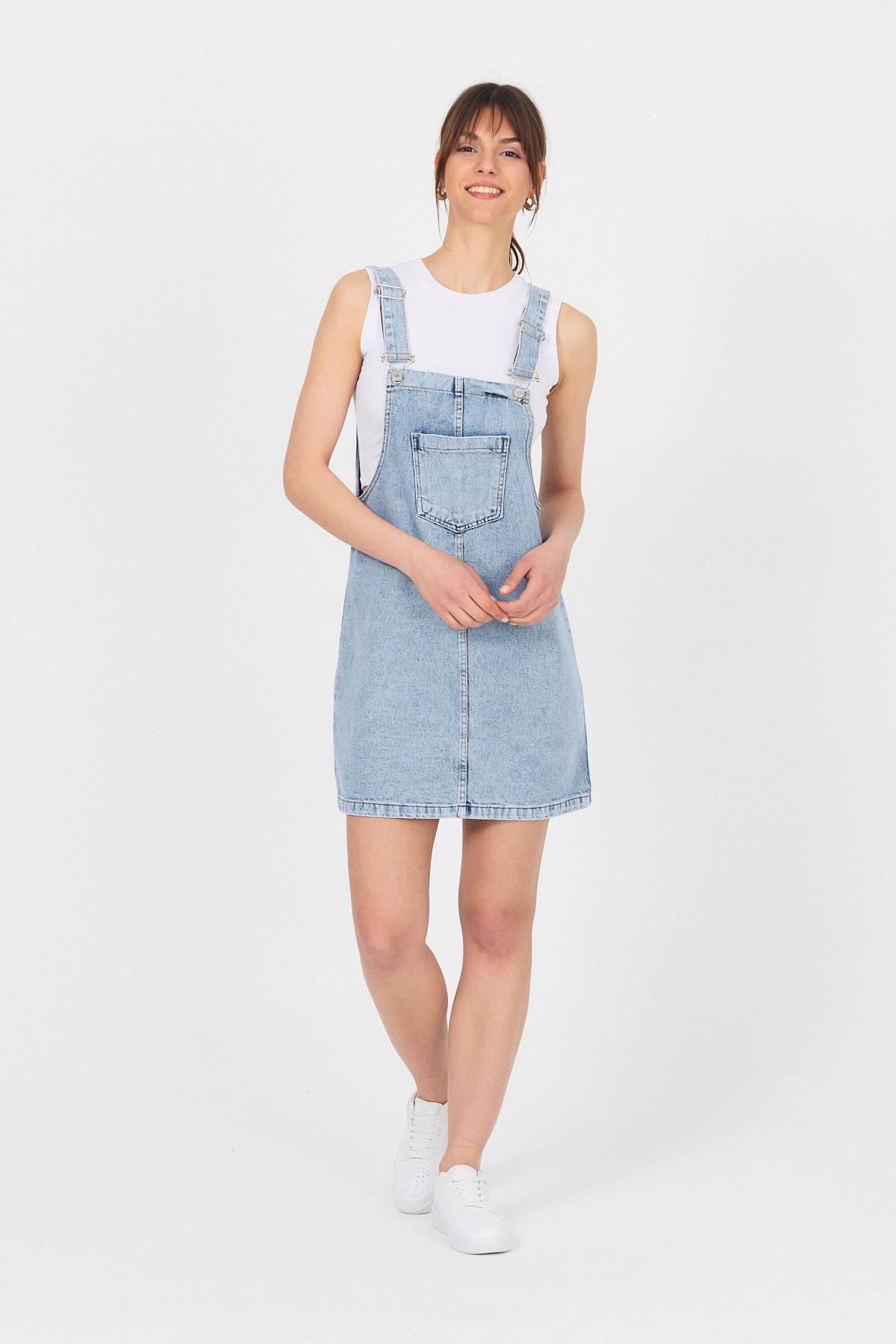 Buzkar Mini Kot Salopet Elbise 9077 - 2