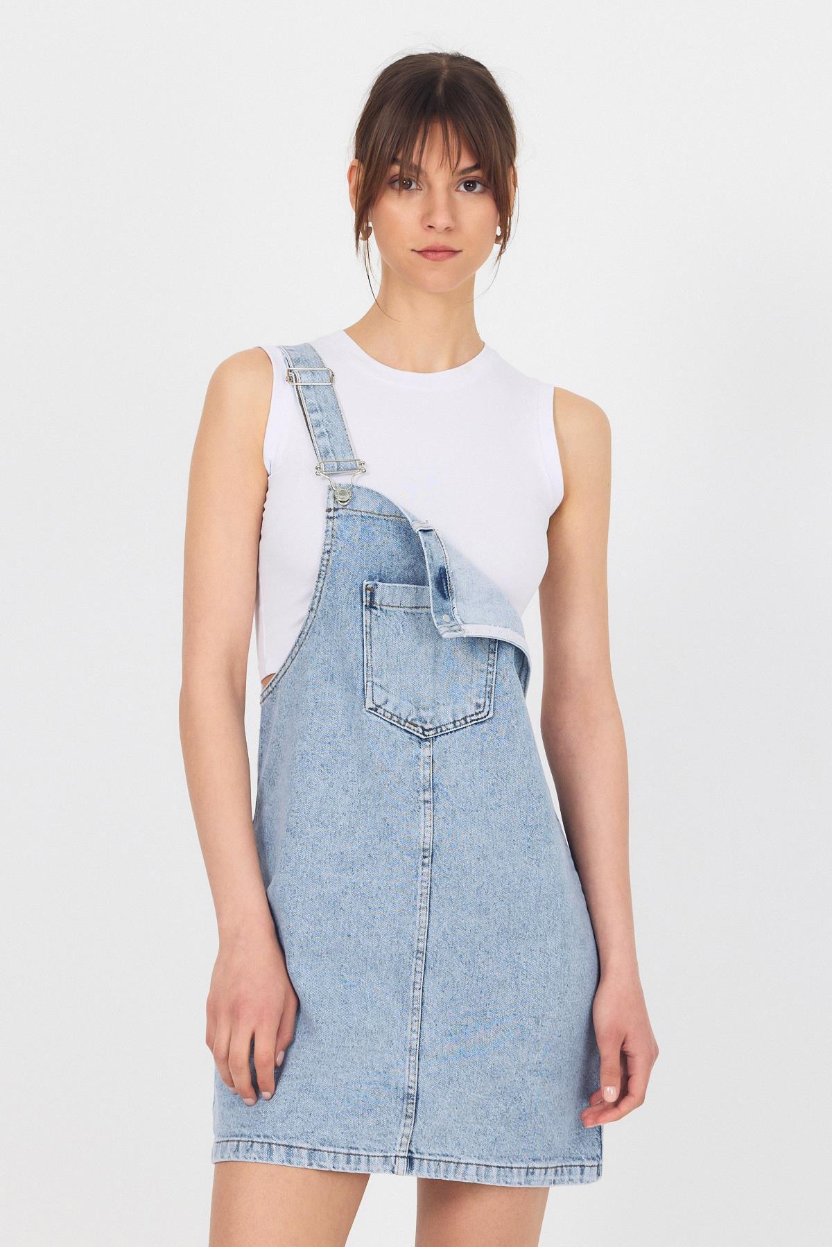 Buzkar Mini Kot Salopet Elbise 9077 - 3