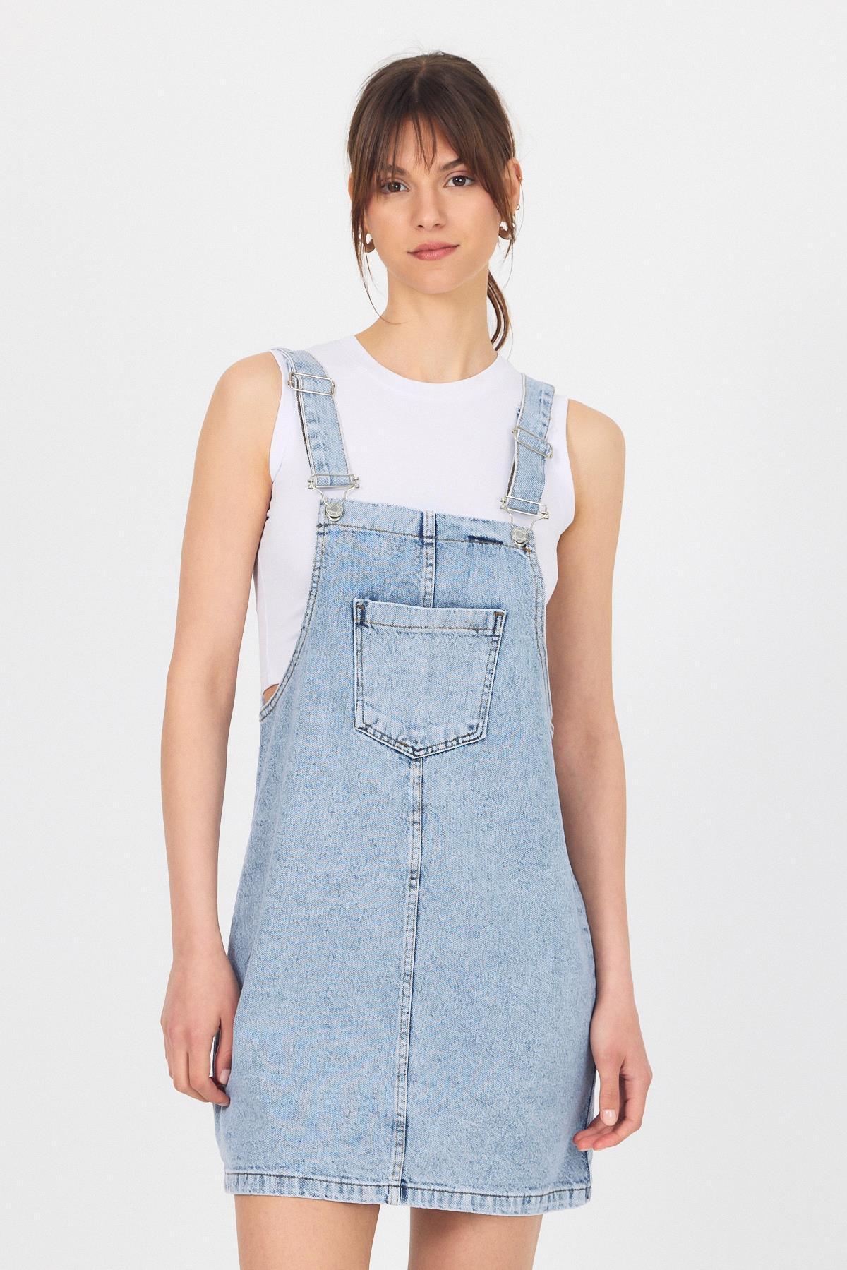 Buzkar Mini Kot Salopet Elbise 9077 